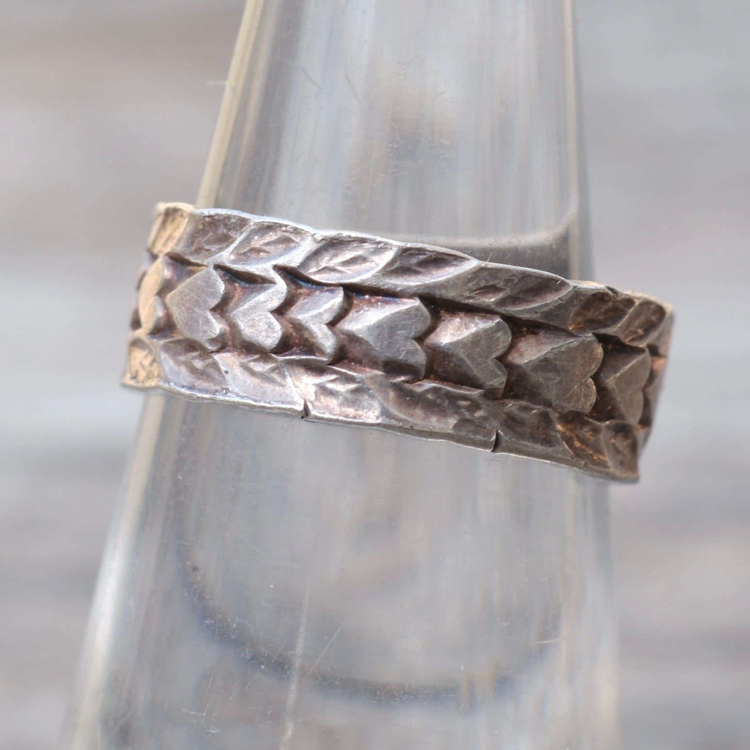 Vintage Sterling Heart Band Ring 6