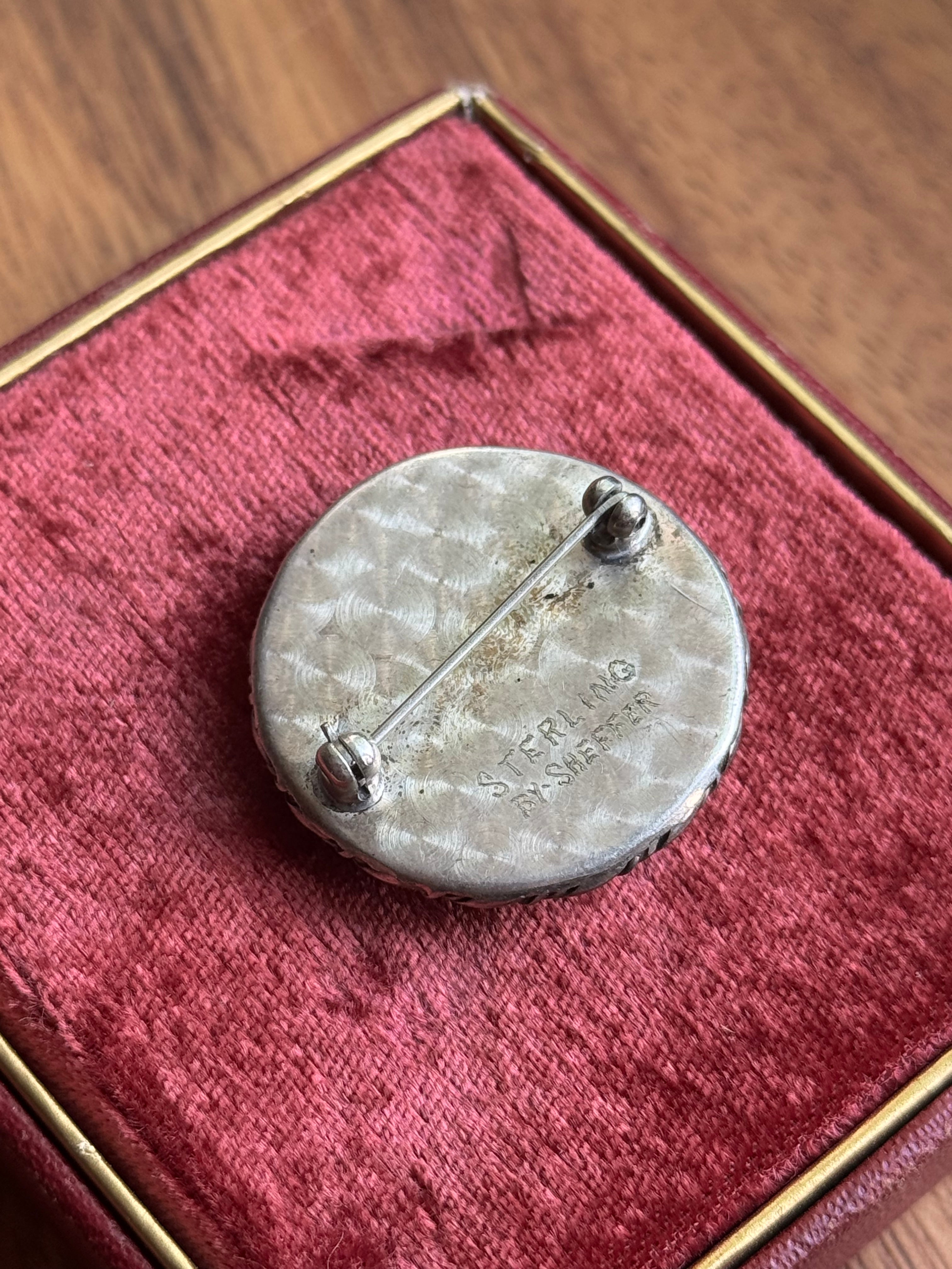 Vintage Sterling Silver Turquoise Twisted Roper Pin