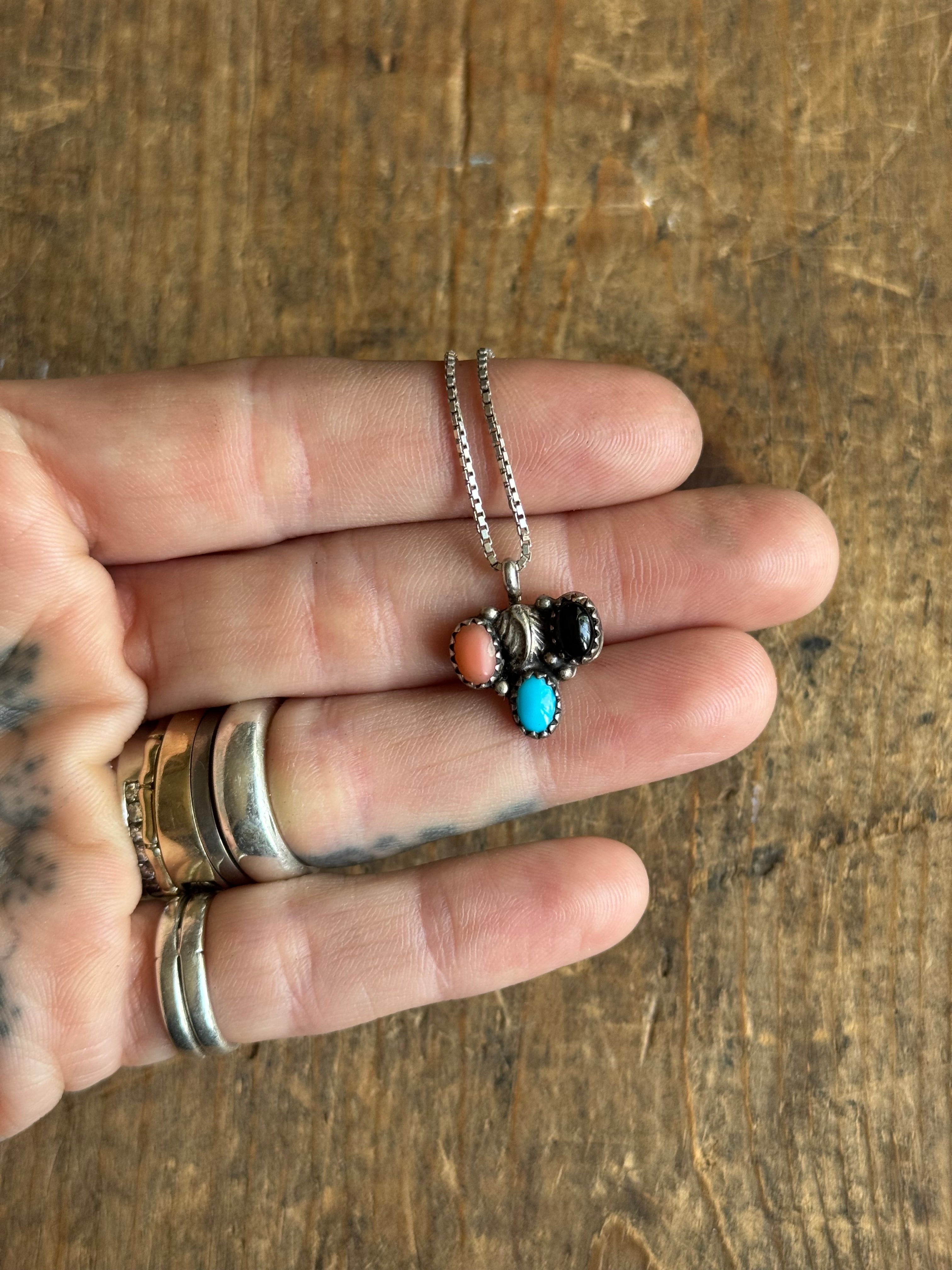 Vintage Sterling Silver Multistone Cluster Necklace