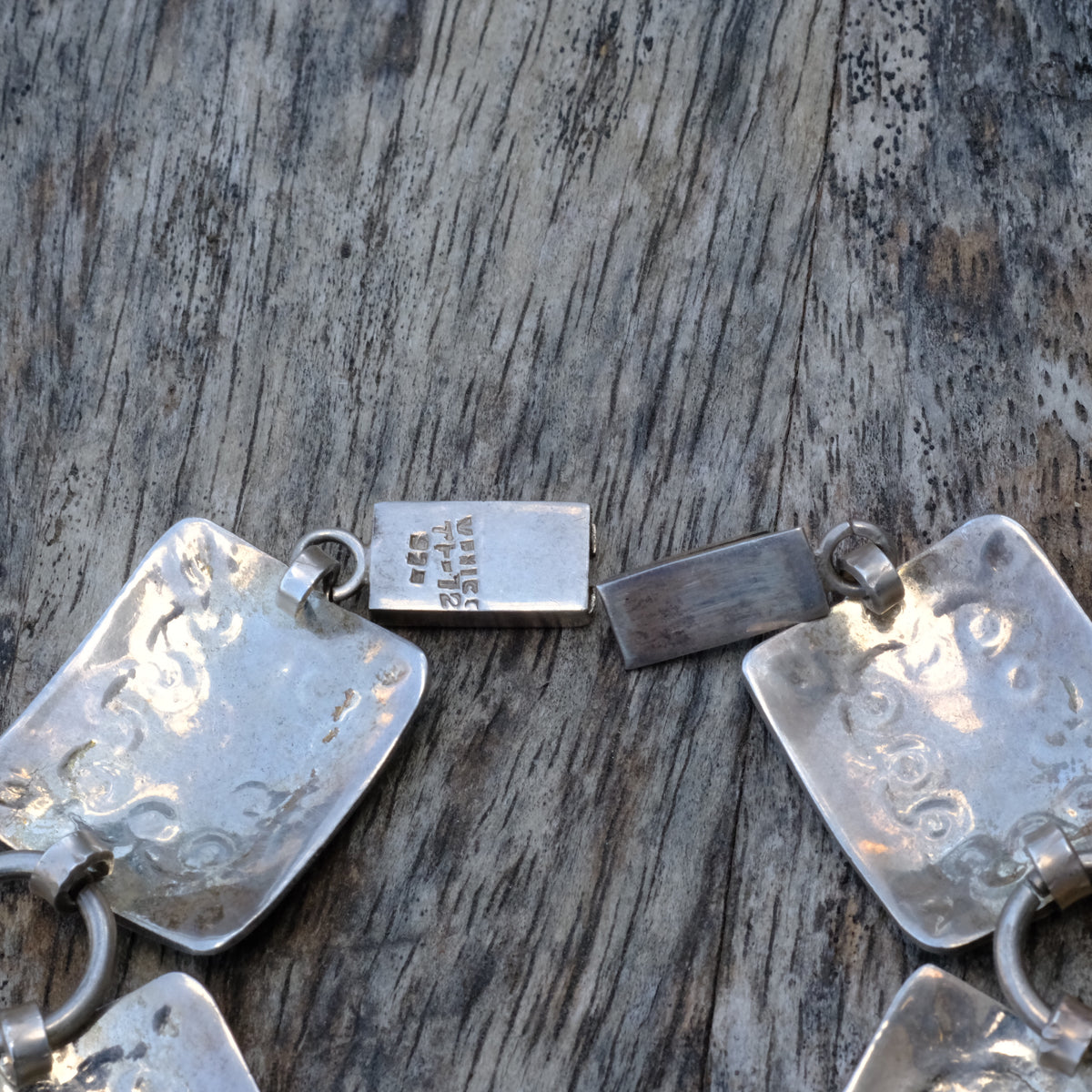 Vintage Sterling Silver Stamped Link Bracelet