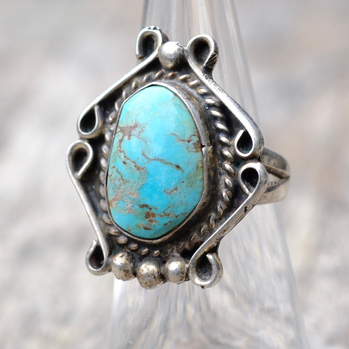 Vintage Sterling Turquoise Ring 5.5