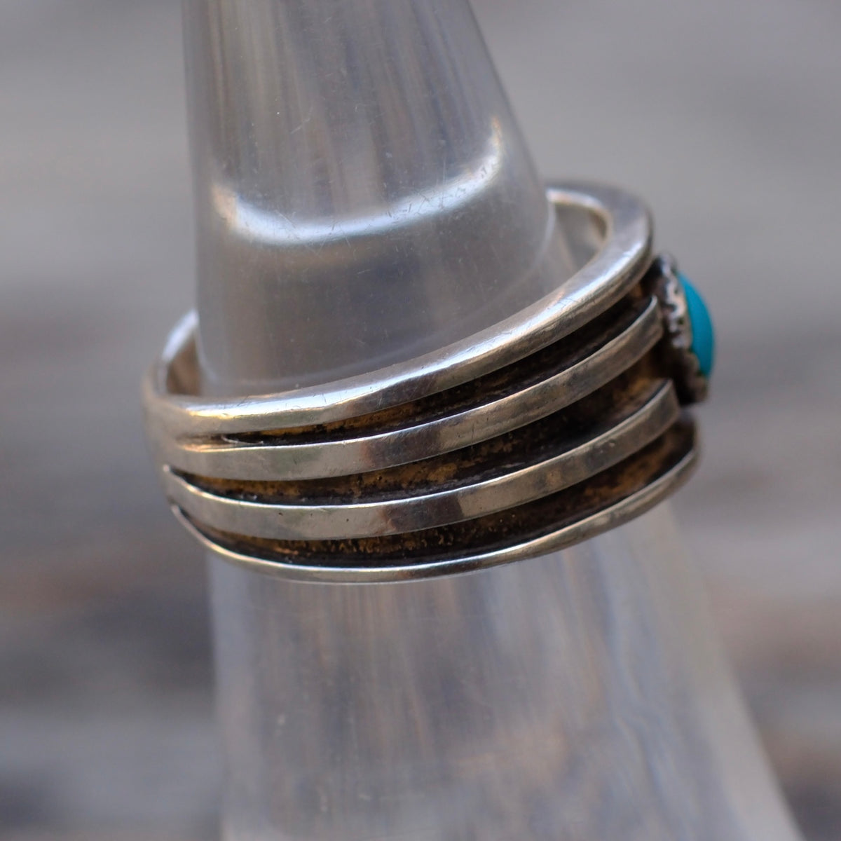 Vintage Sterling Turquoise Band 4.75