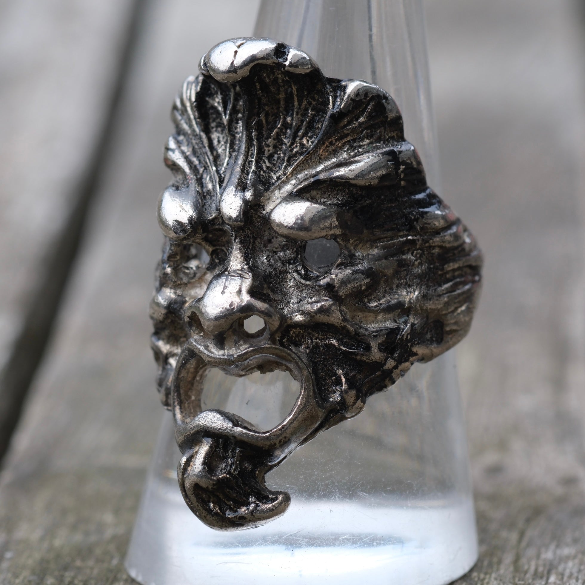 Vintage White Bronze Biker Ring 9