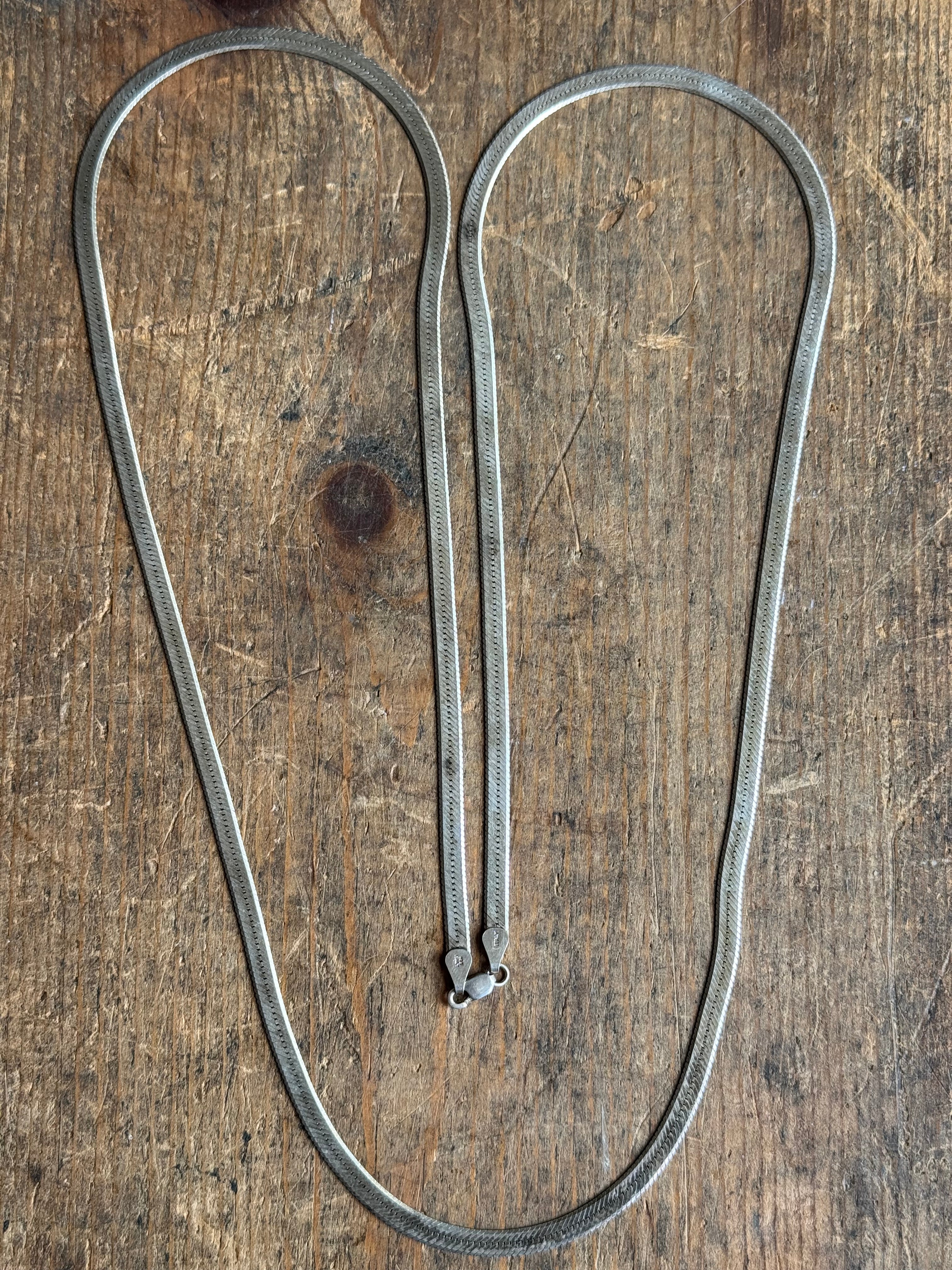 Vintage Sterling Silver 36” Herringbone Chain