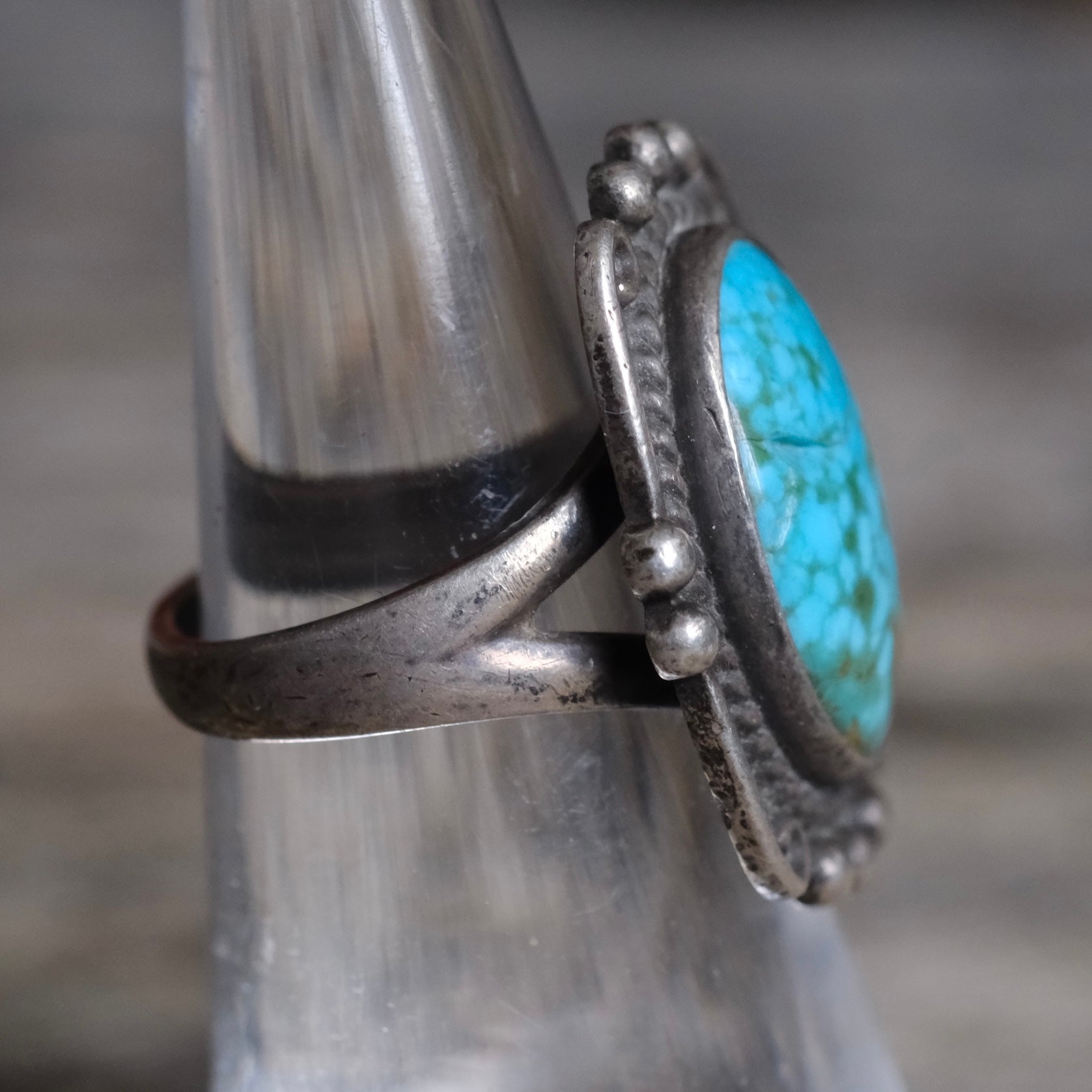 Vintage Sterling Turquoise Ring 4.75