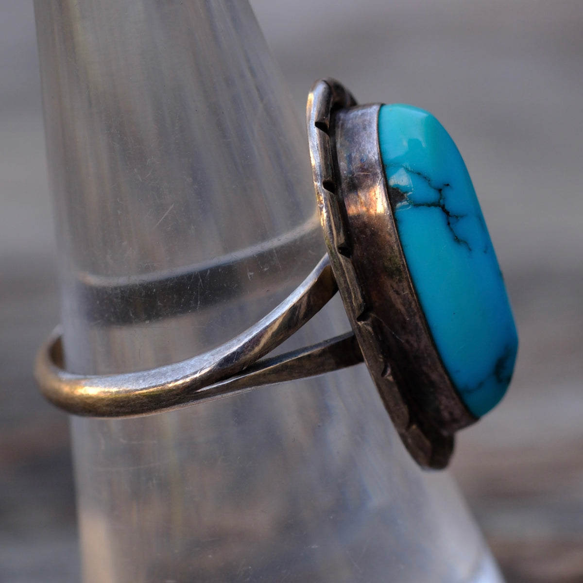 Vintage Sterling Turquoise Ring 7.5
