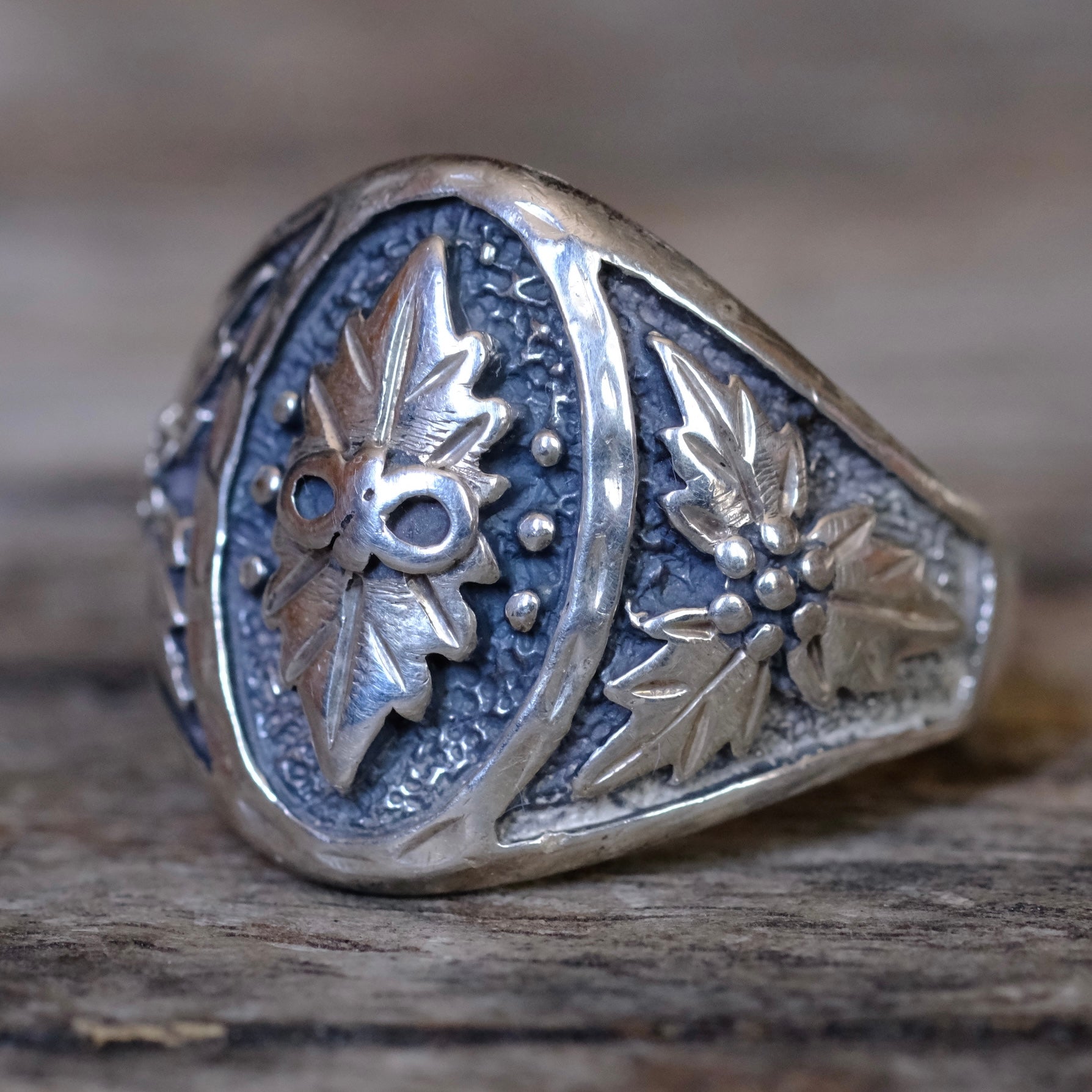 Vintage Sterling Silver Leaf Ring 9.75