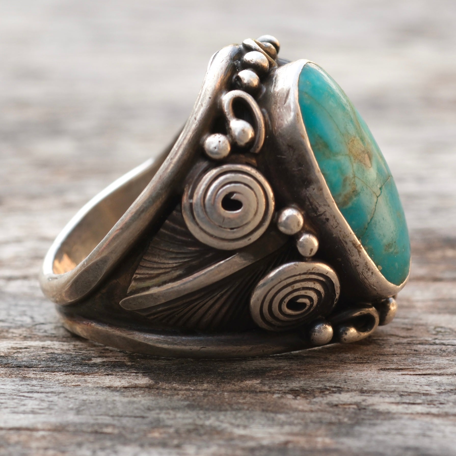 Vintage Sterling Turquoise Ring 11.25