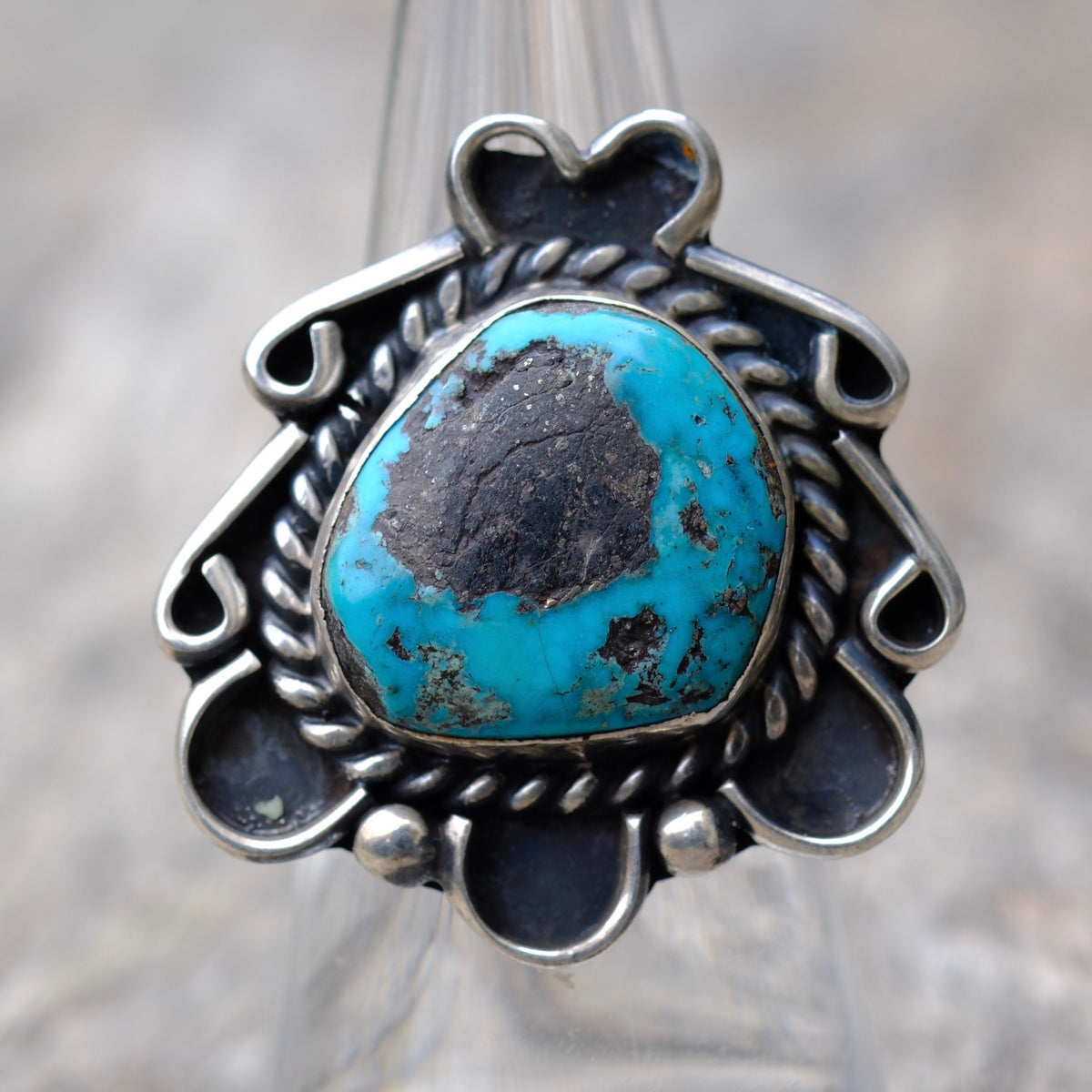 Vintage Sterling Turquoise Ring 6.5