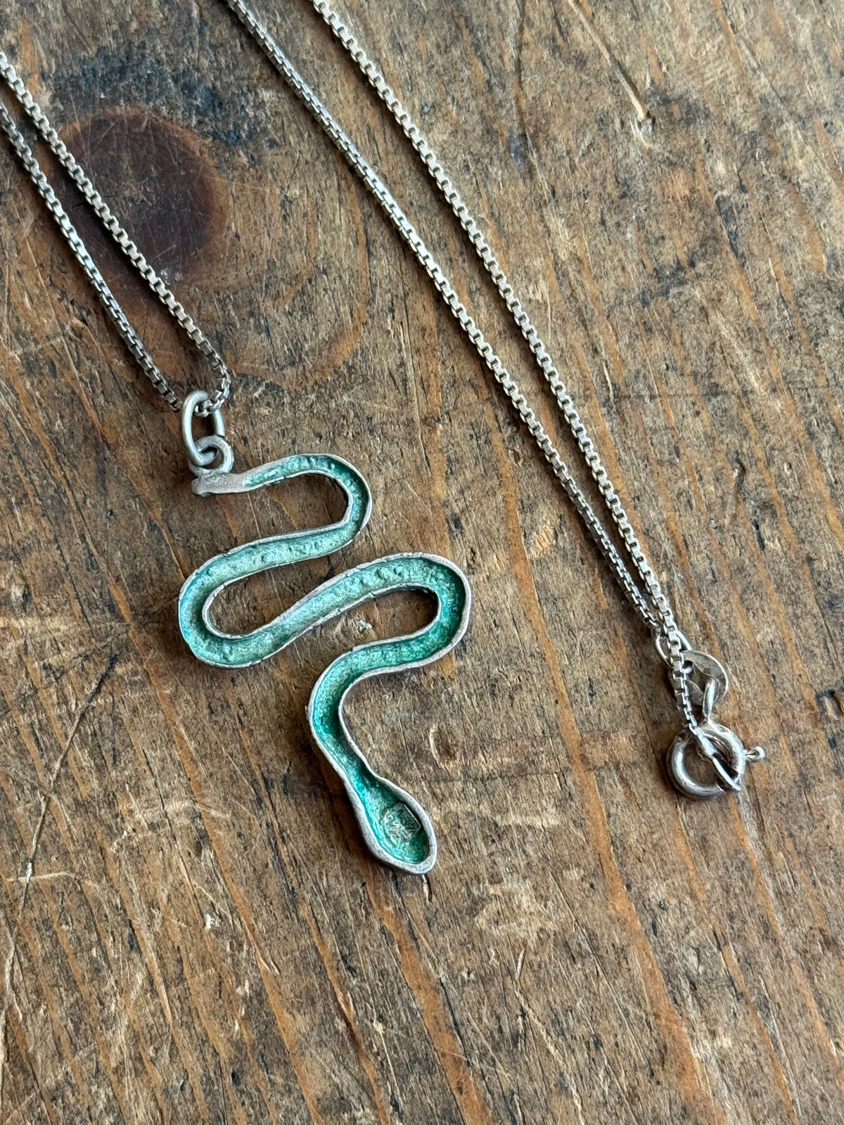 Vintage Sterling Silver Snake Necklace