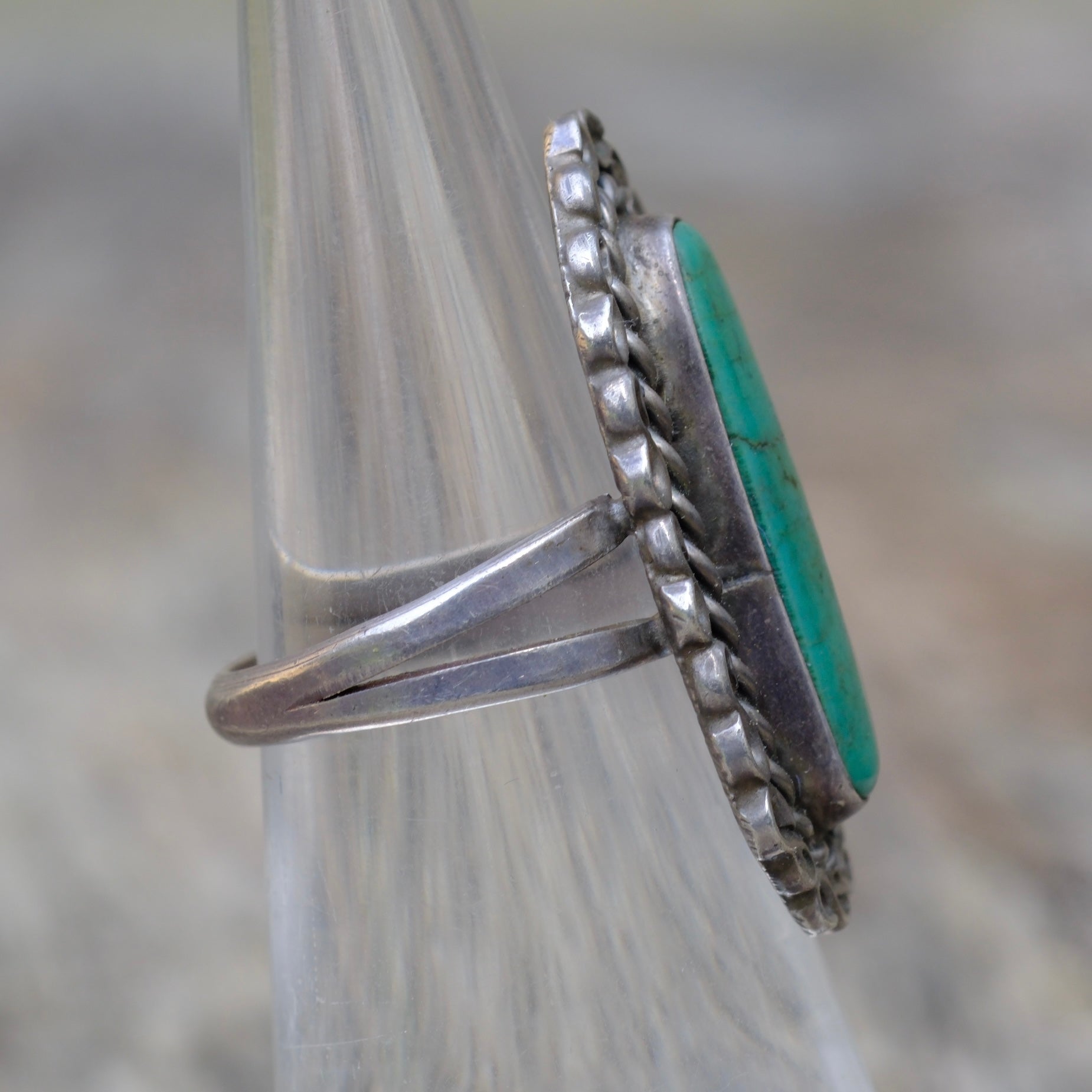 Vintage Sterling Turquoise Florette Ring 5