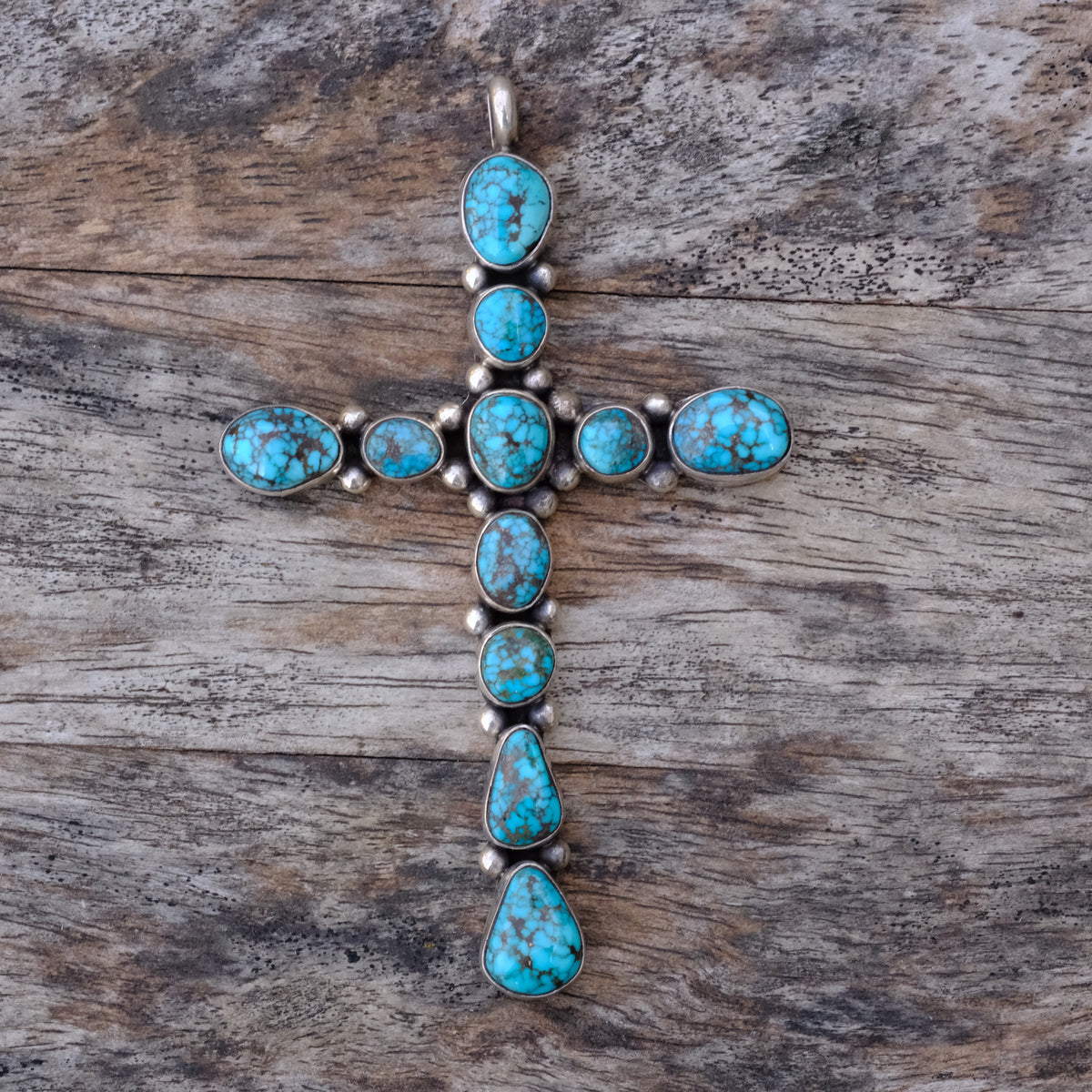 HUGE Vintage Sterling Kingman Turquoise Pendant