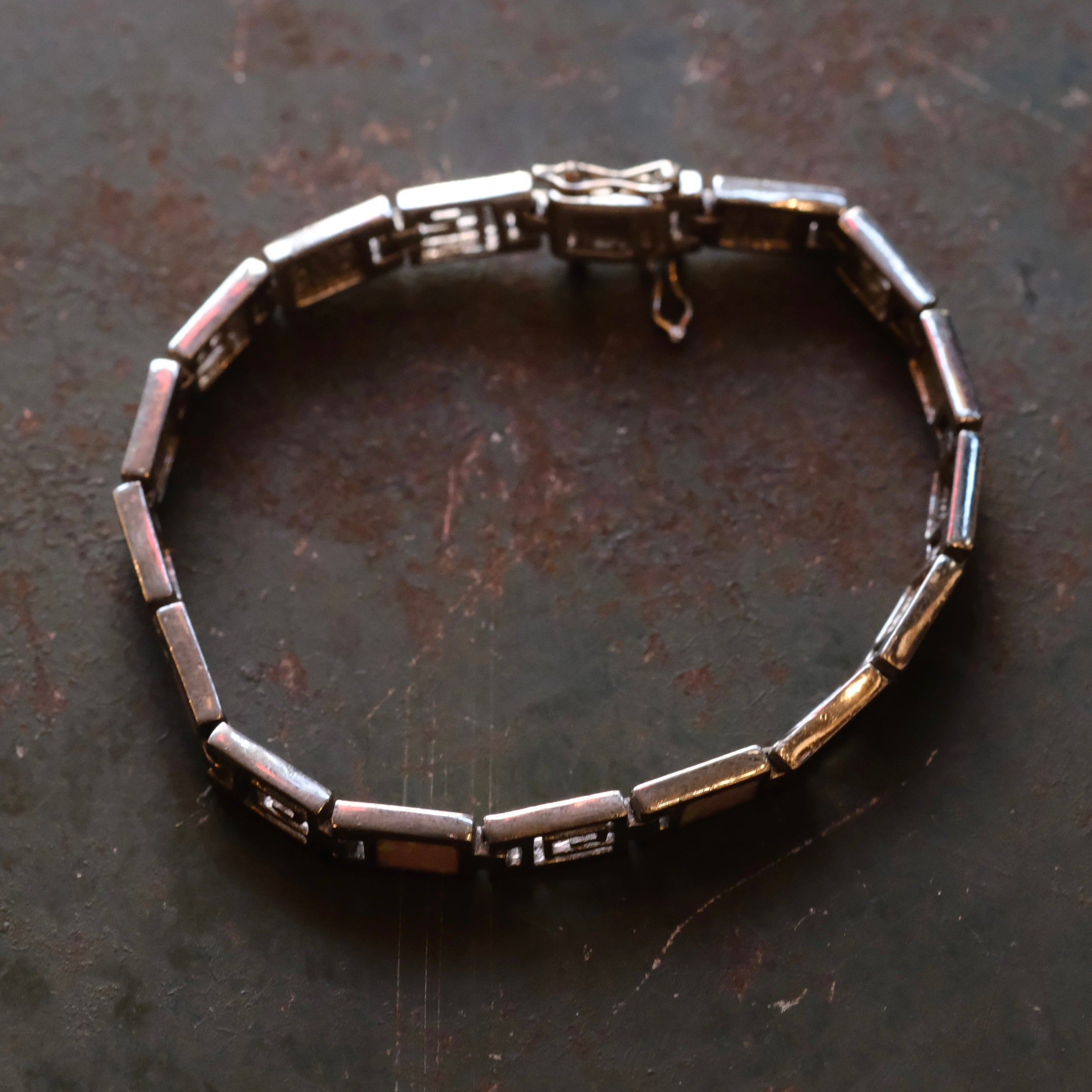 Vintage Sterling Opalite Inlay Bracelet