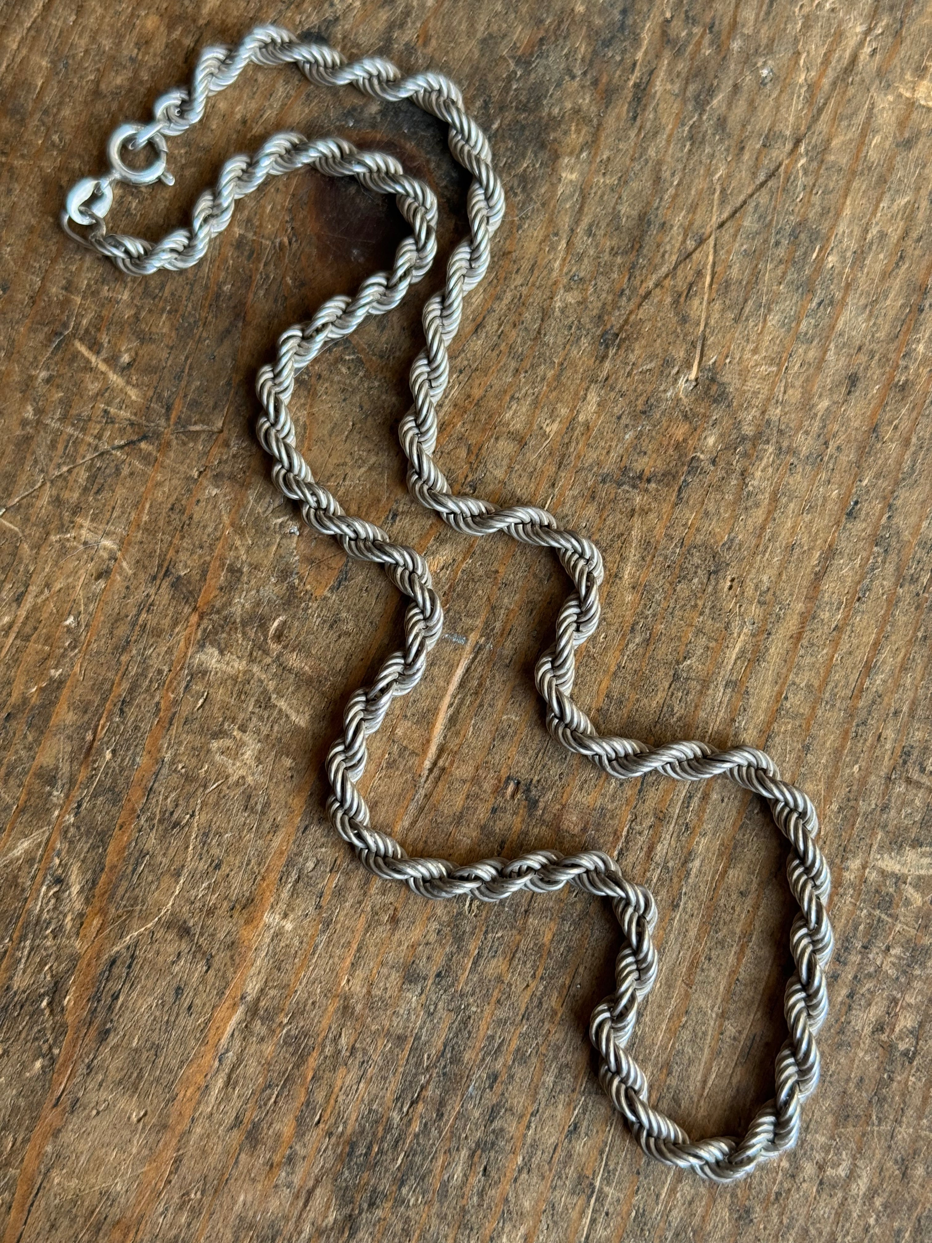 Vintage Sterling Silver 16” Rope Chain