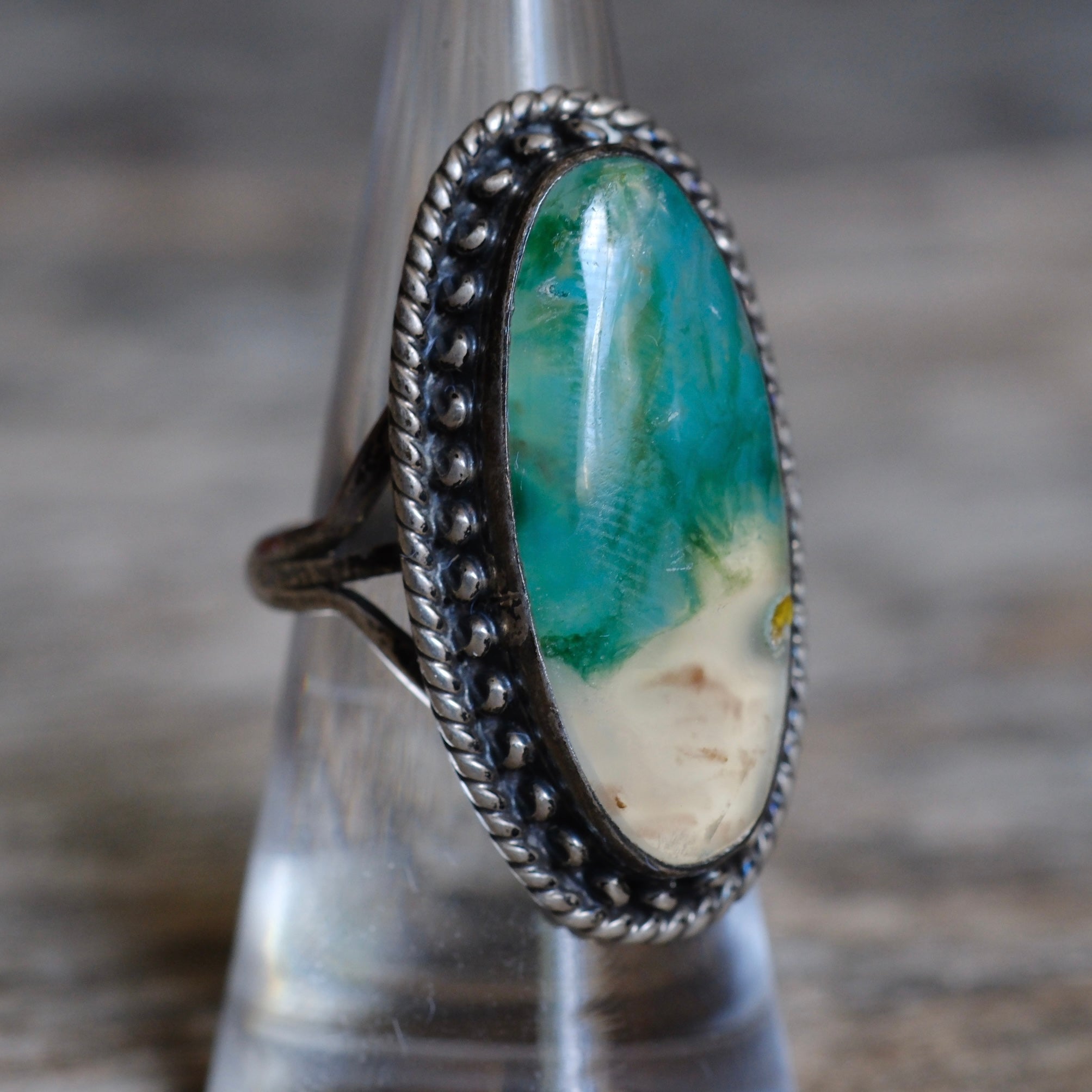 Vintage Sterling Agate Ring 6.5