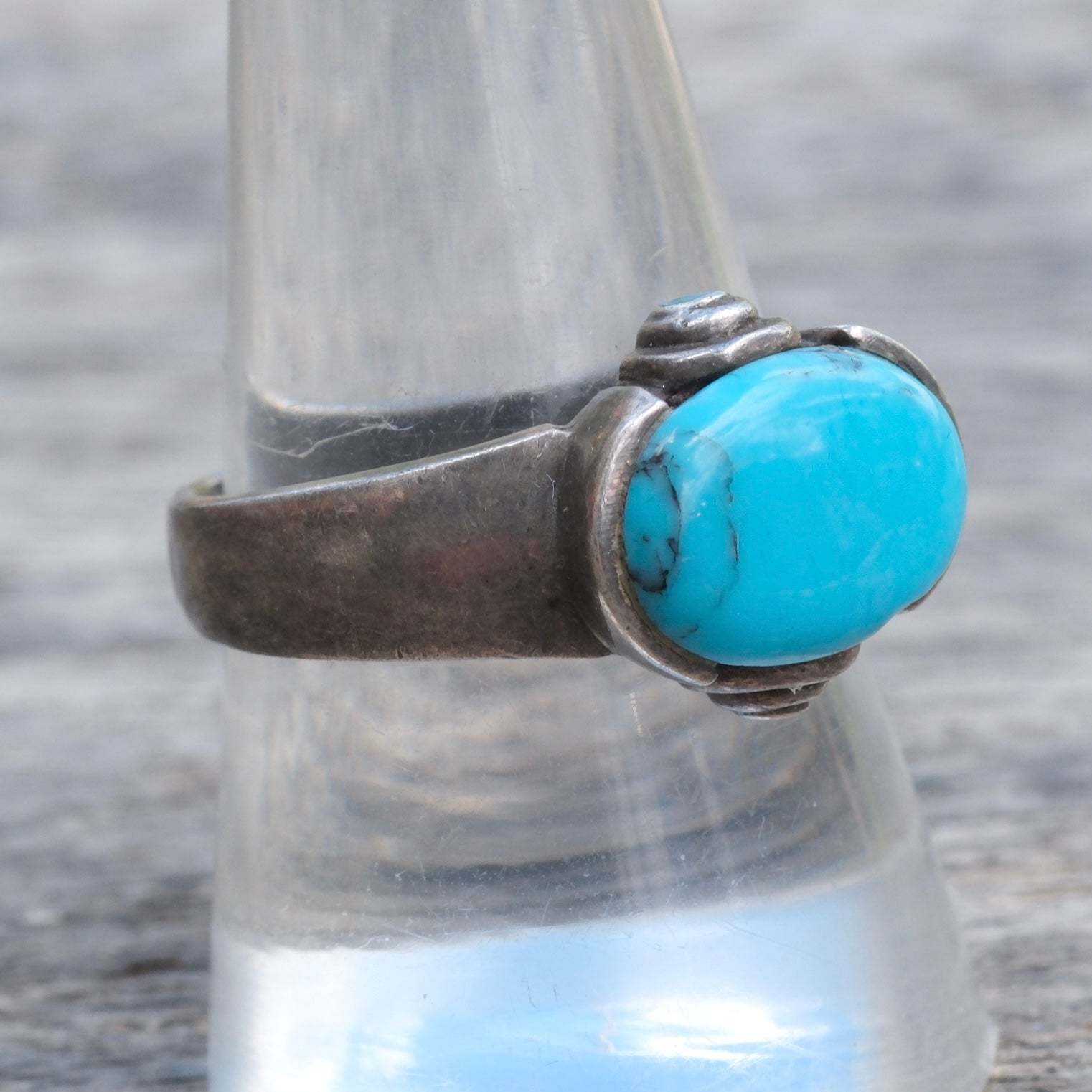 Vintage Sterling Turquoise Ring 9.5