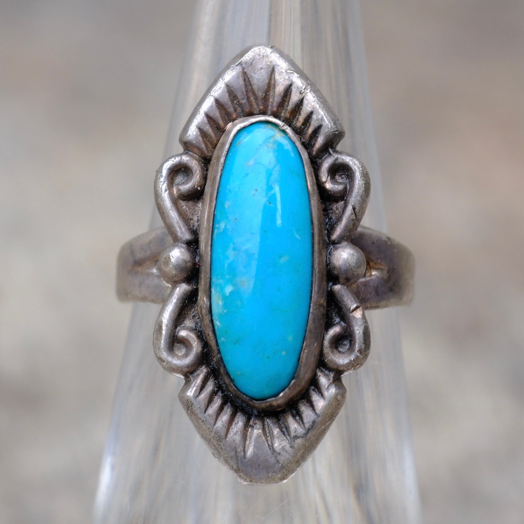 Vintage Sterling Turquoise Ring 4.75