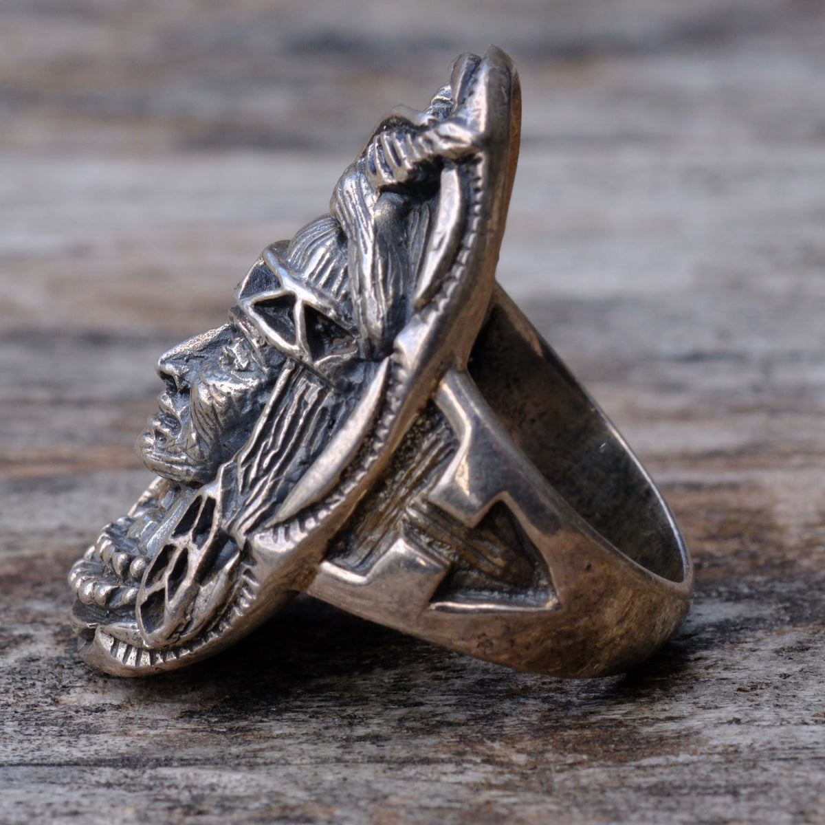 Vintage Sterling Big Chief Ring 8.25