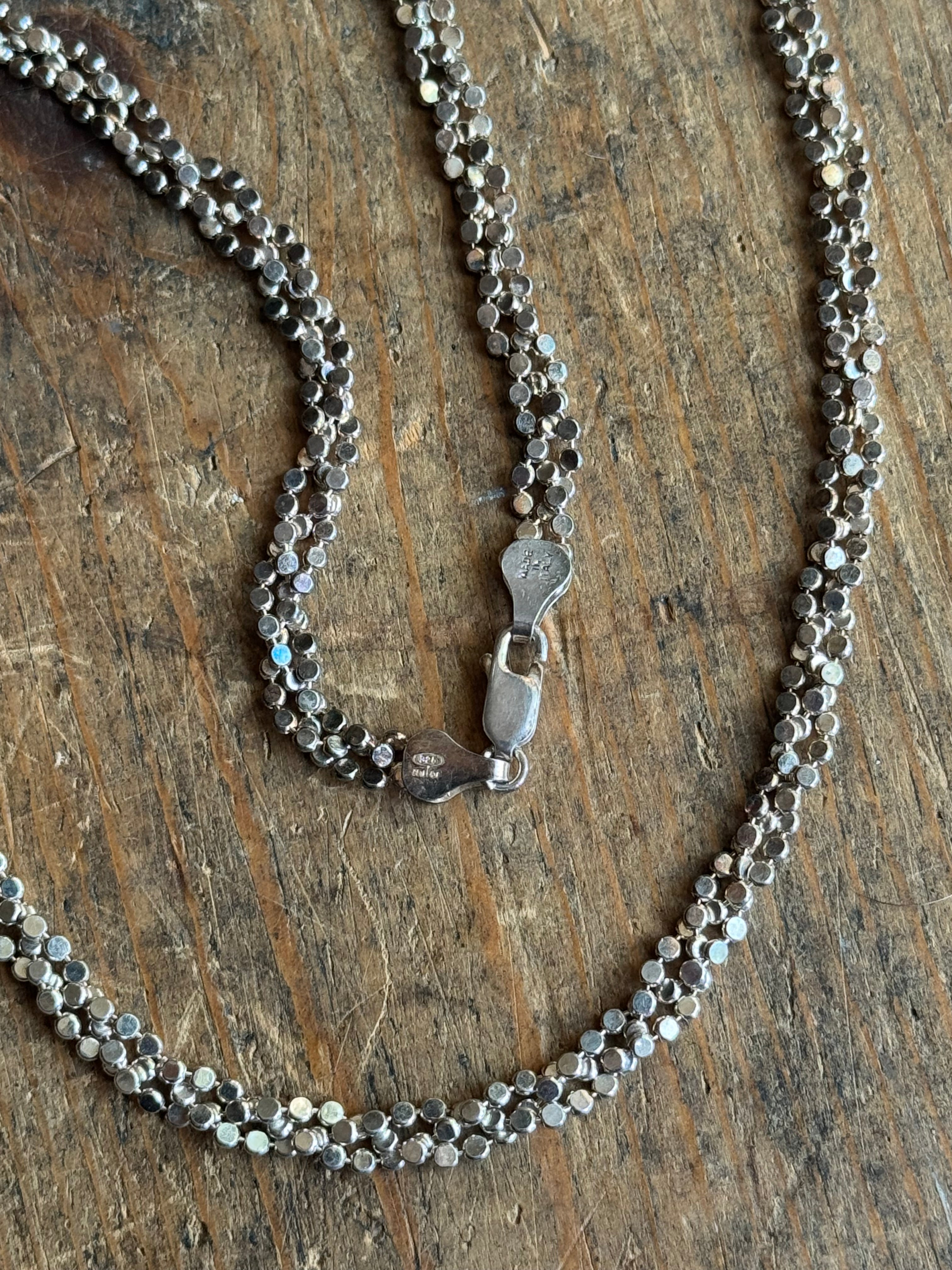 Vintage Sterling Silver 20” Braided Bead Chain