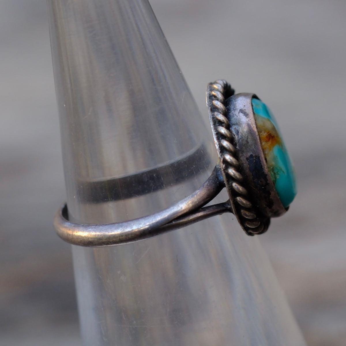 Vintage Sterling Turquoise Roper Ring 3