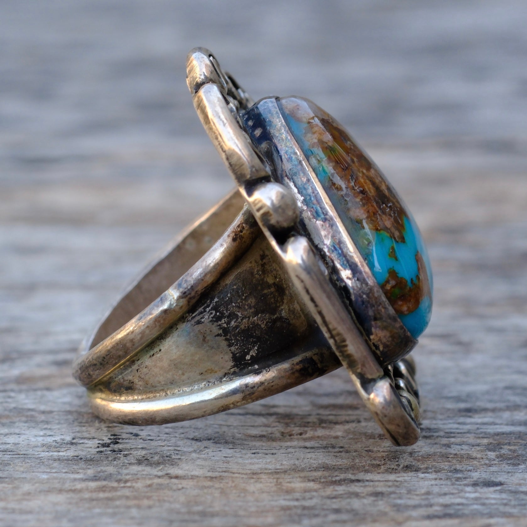 Vintage Sterling Turquoise Ring 8.25