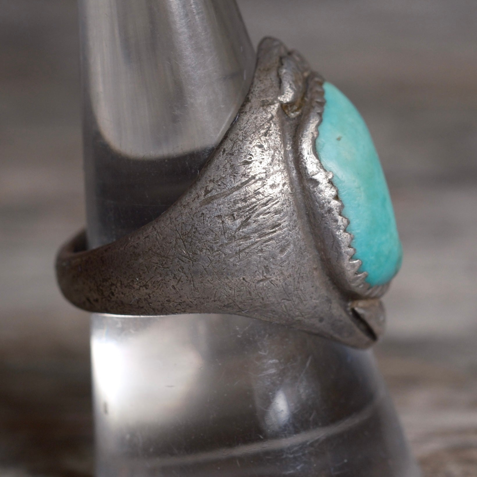 Older Vintage Sterling Chunky Turquoise Ring 8.75