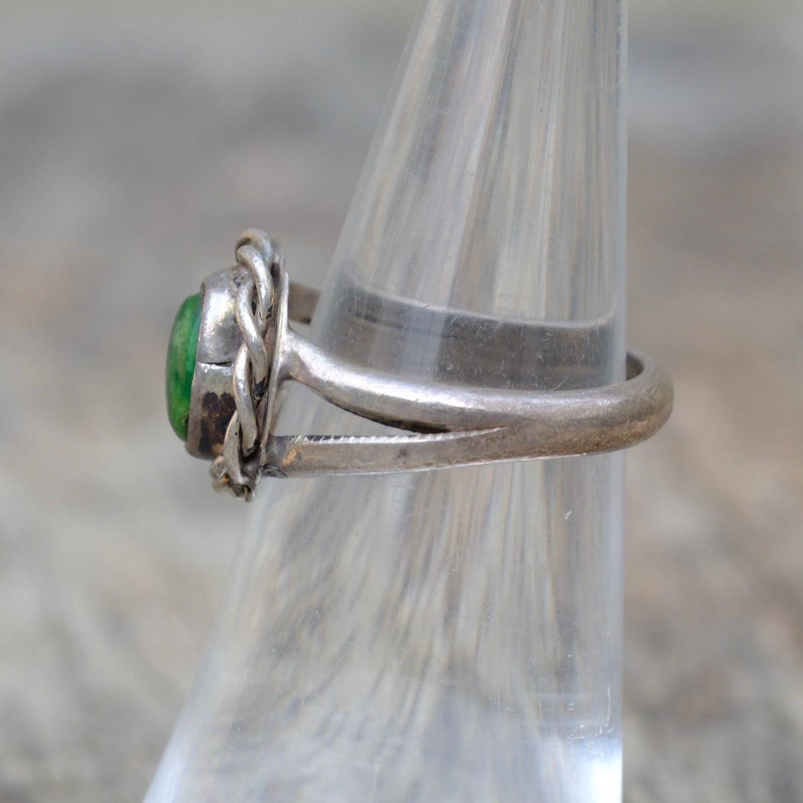 Vintage Sterling Turquoise Roper Ring 5.25