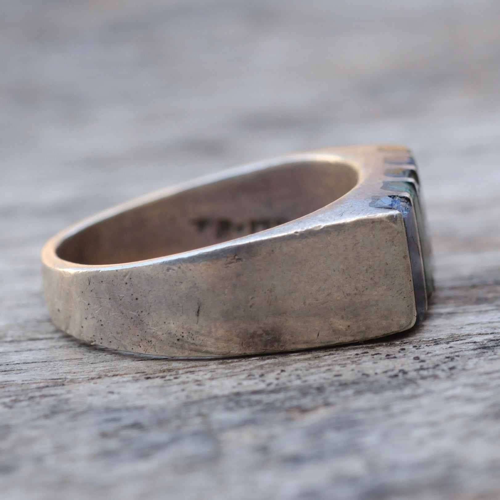 Vintage Sterling Multistone Inlay Ring 9.25