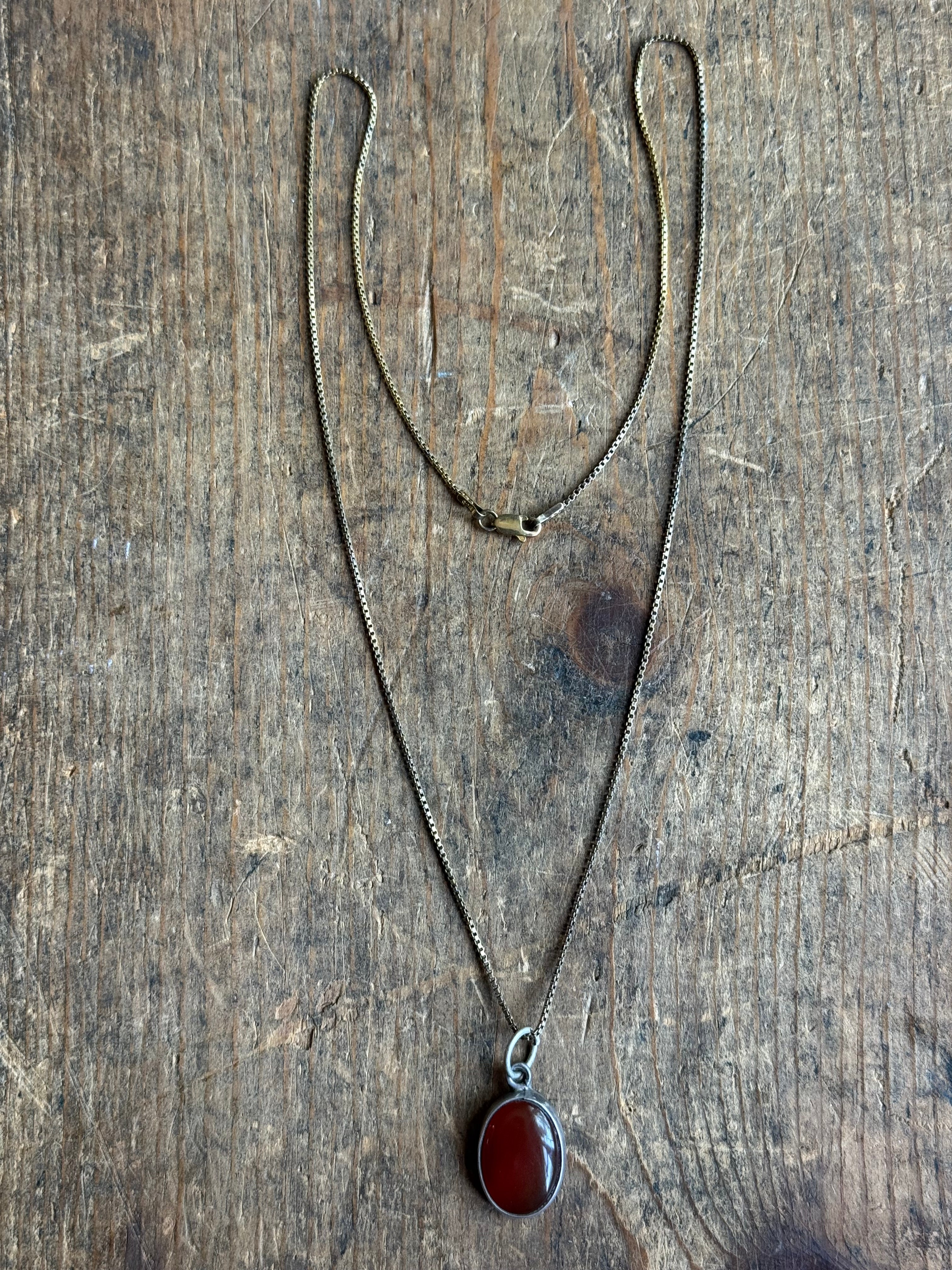 Vintage Sterling Silver Carnelian Necklace