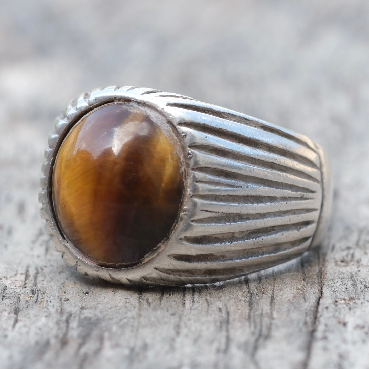 Vintage Sterling Tigers Eye Ring 9.5