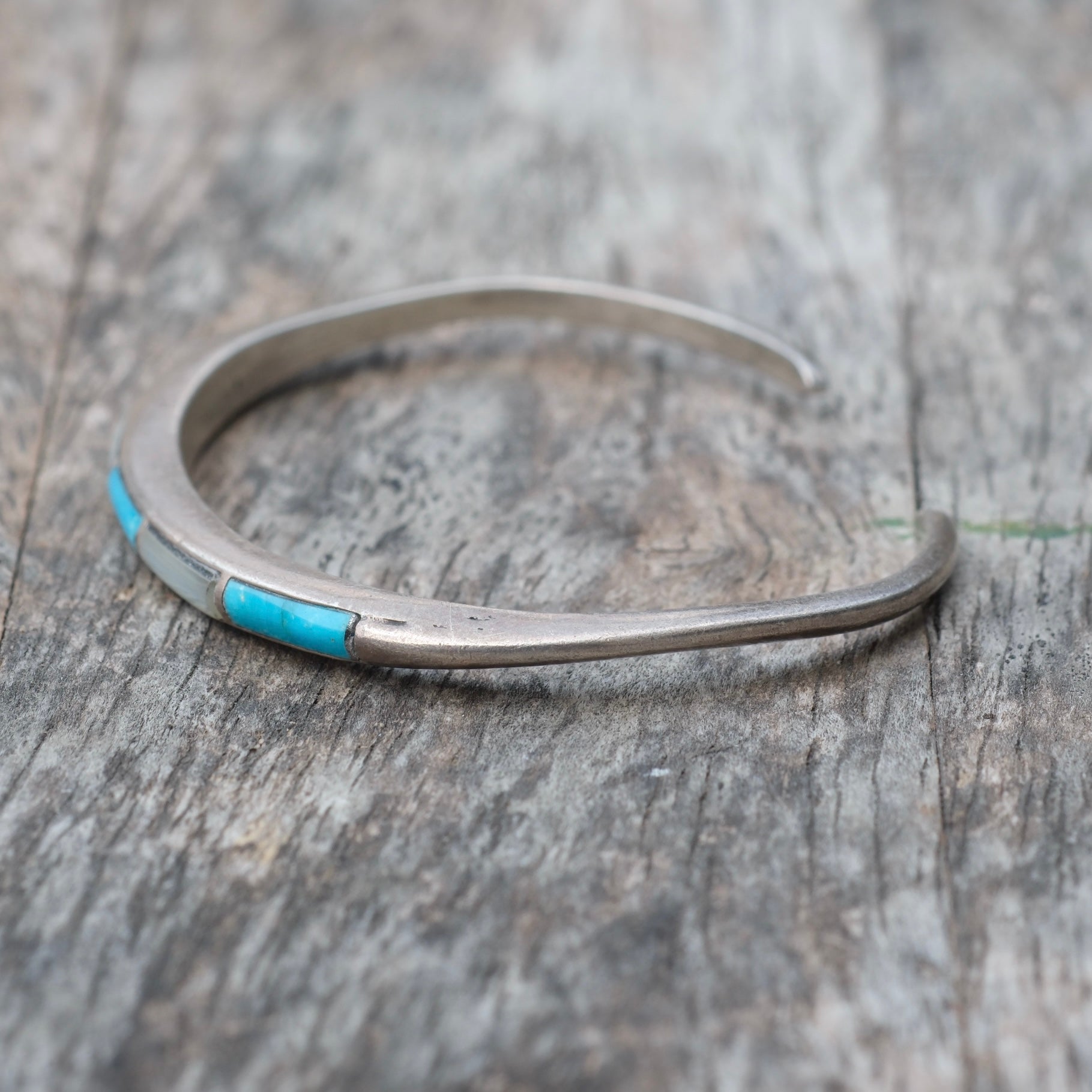Vintage Sterling Zuni Inlay Cuff Bracelet