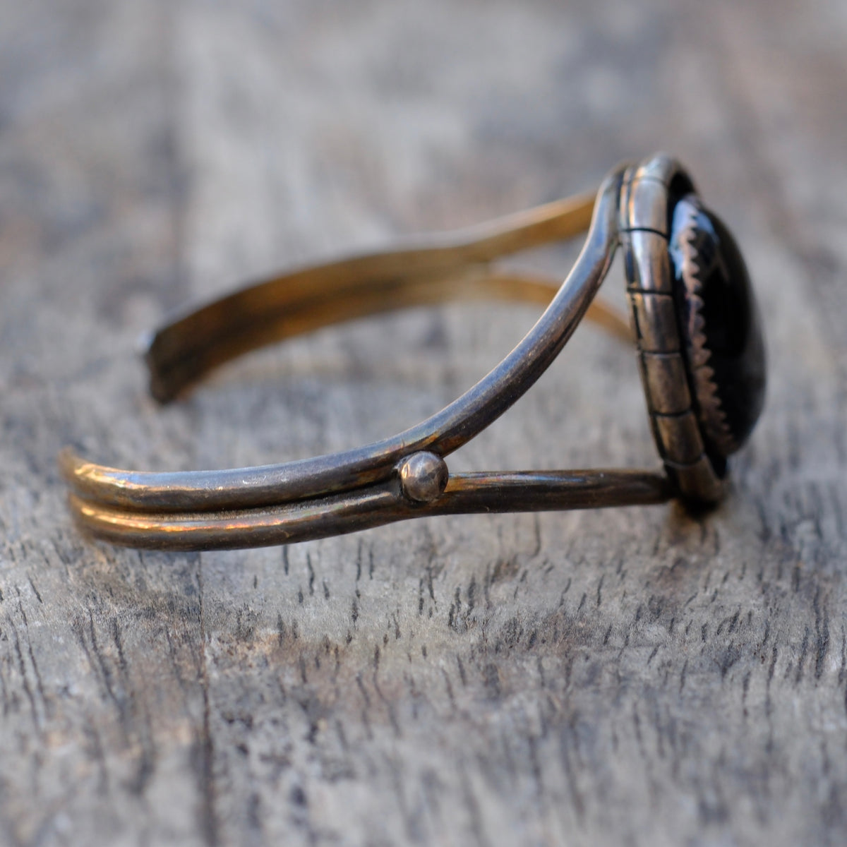 Vintage Sterling Onxy Cuff Bracelet