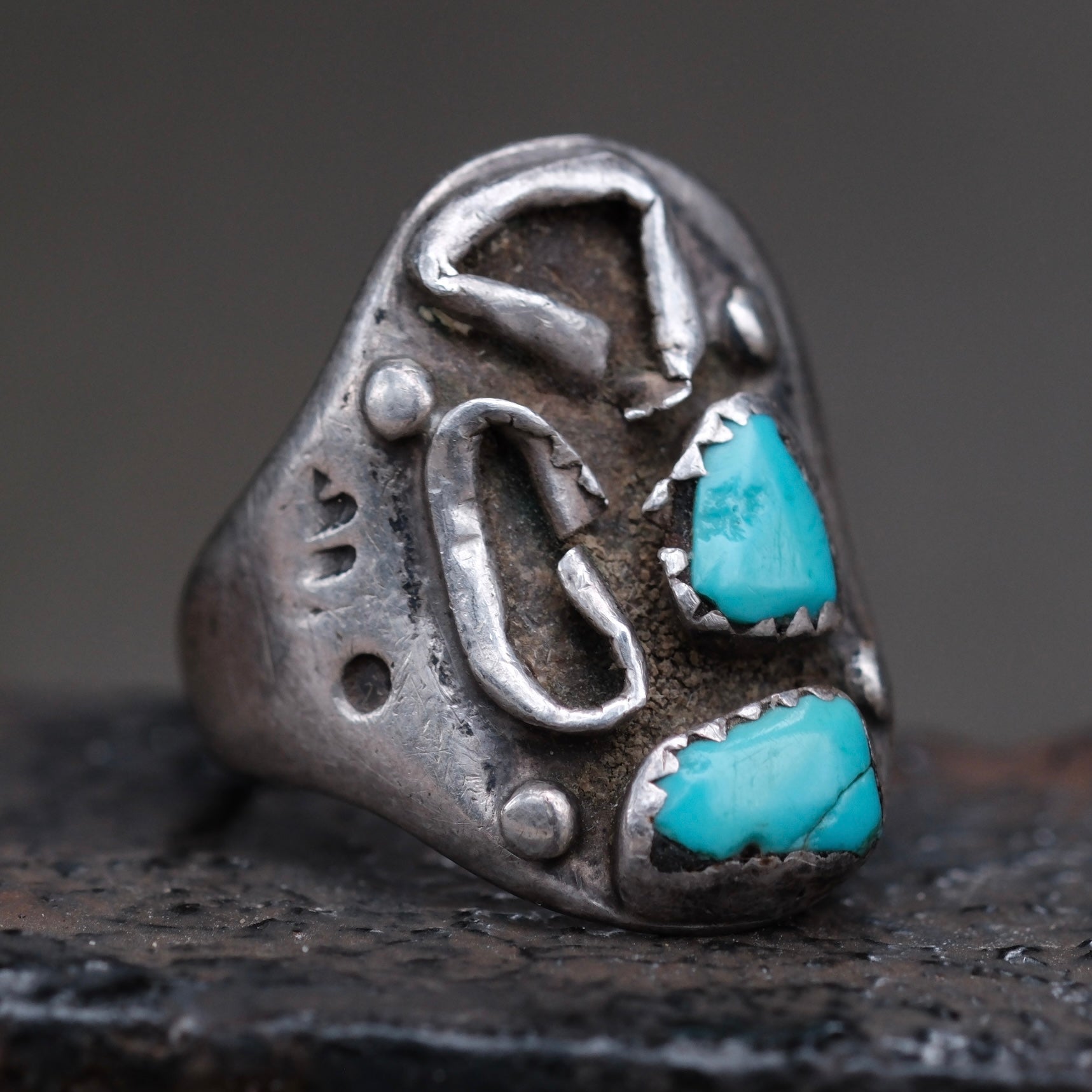 Vintage Sterling Turquoise Ring 8.75
