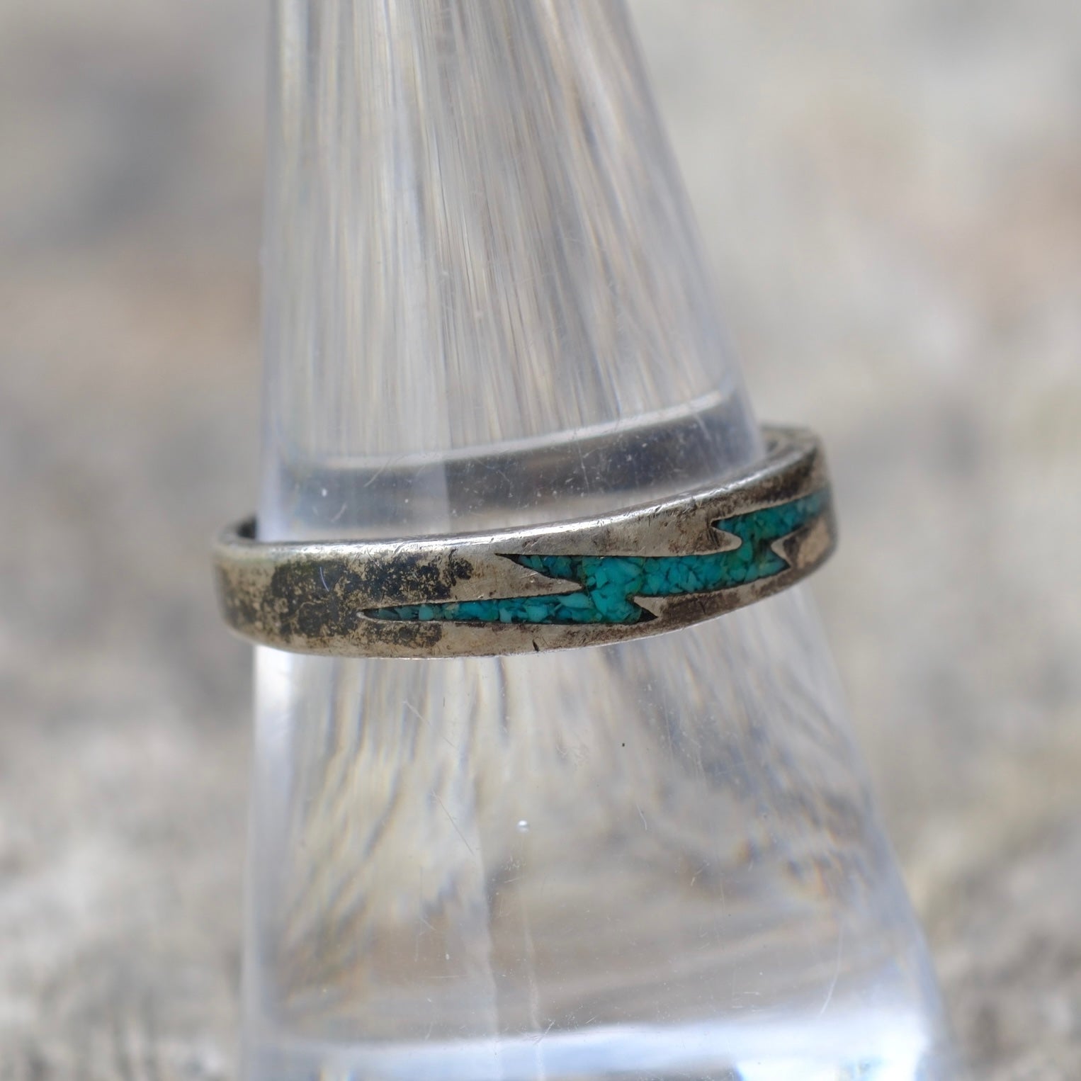 Vintage Sterling Turquoise Inlay Band 8