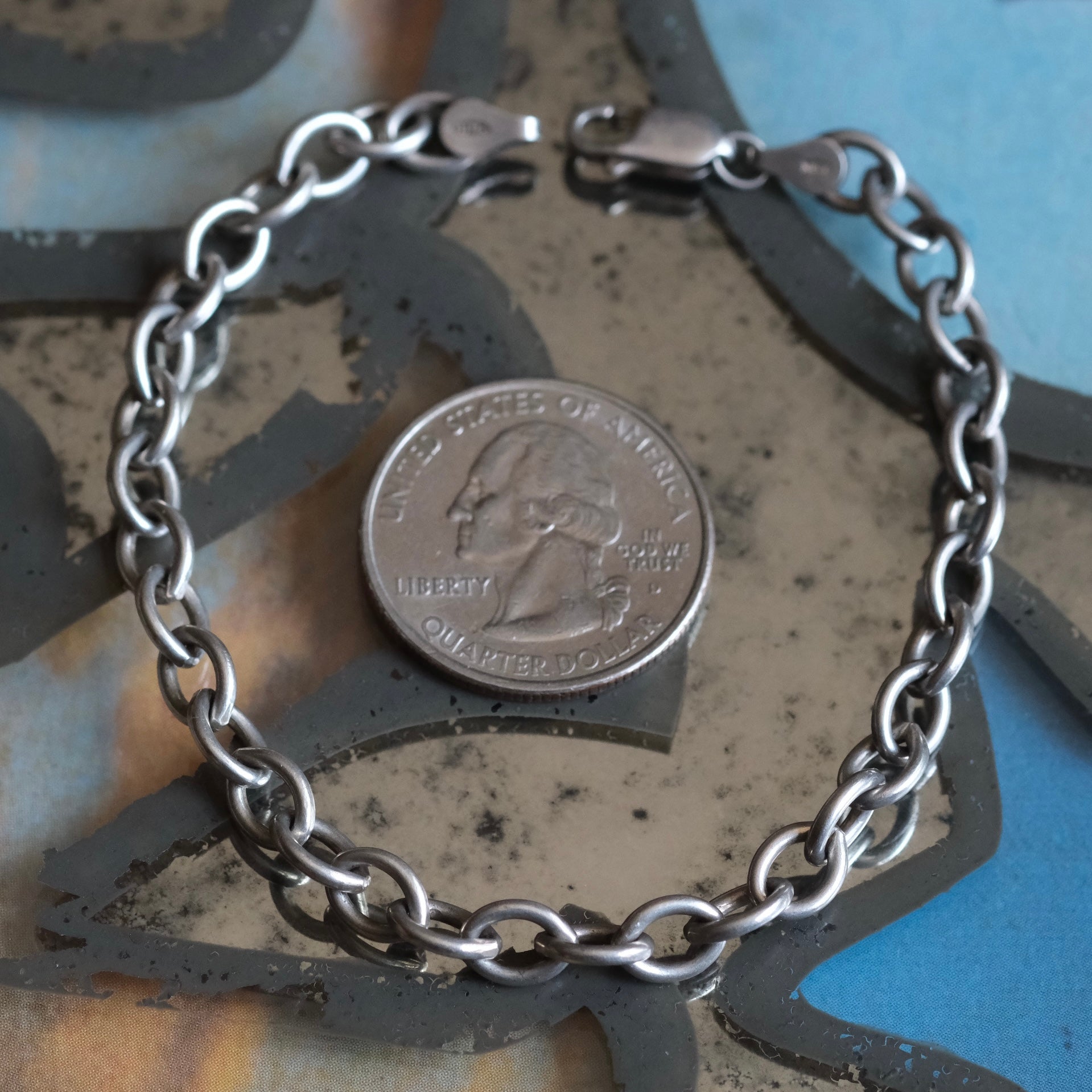 Vintage Sterling Silver Chain Bracelet 7.5"