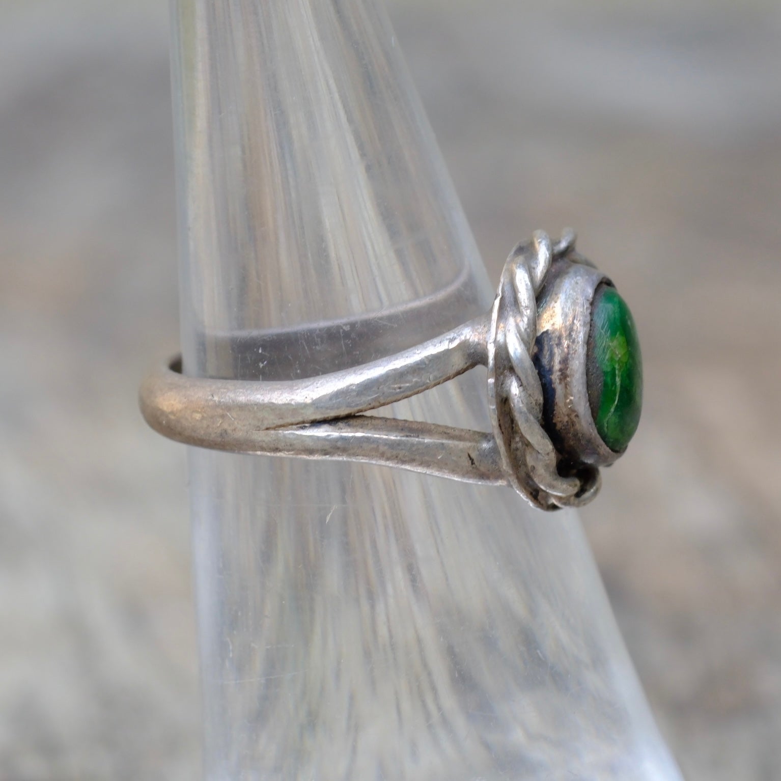Vintage Sterling Turquoise Roper Ring 5.25
