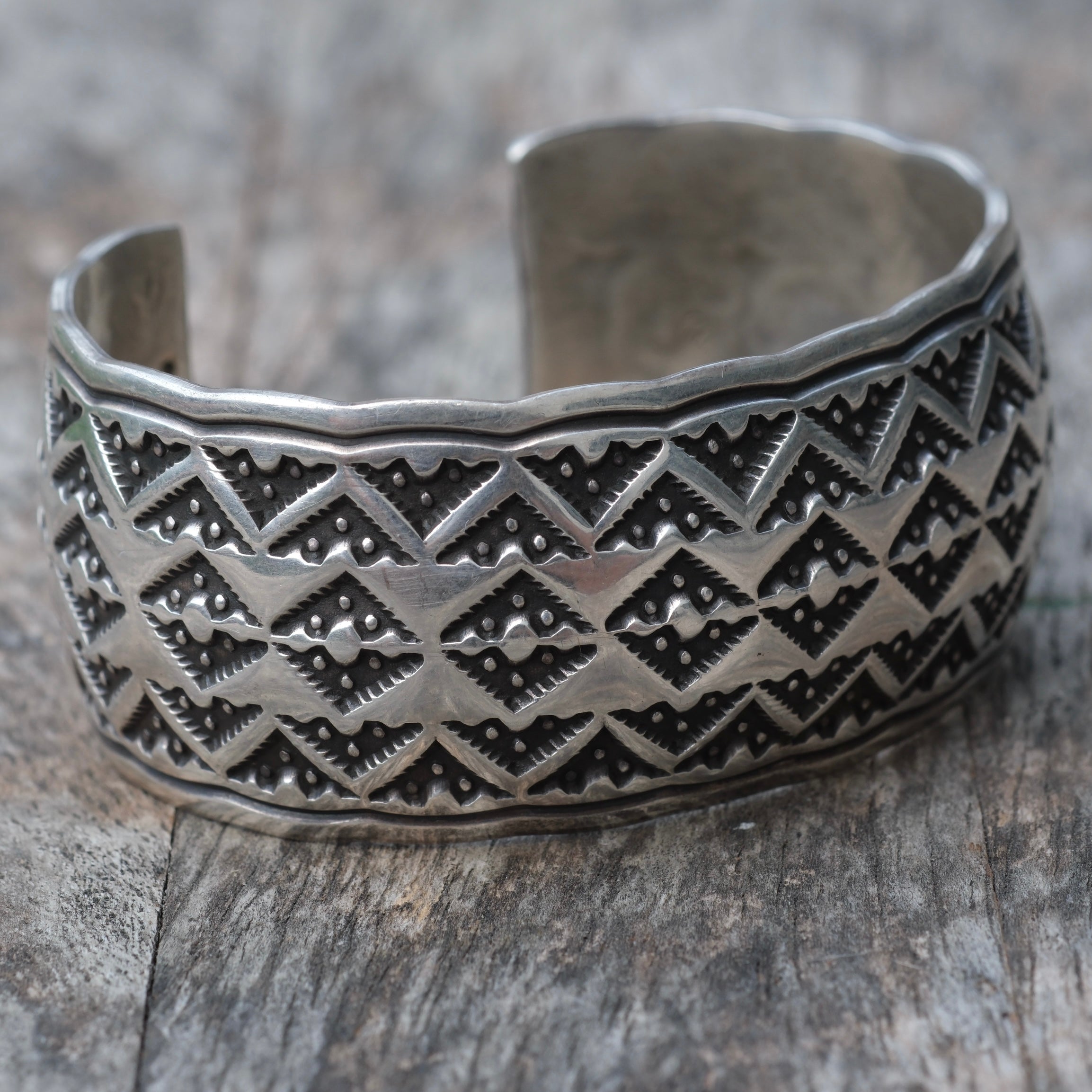 Huge Vintage Sterling Stamped Cuff Bracelet Etsitty