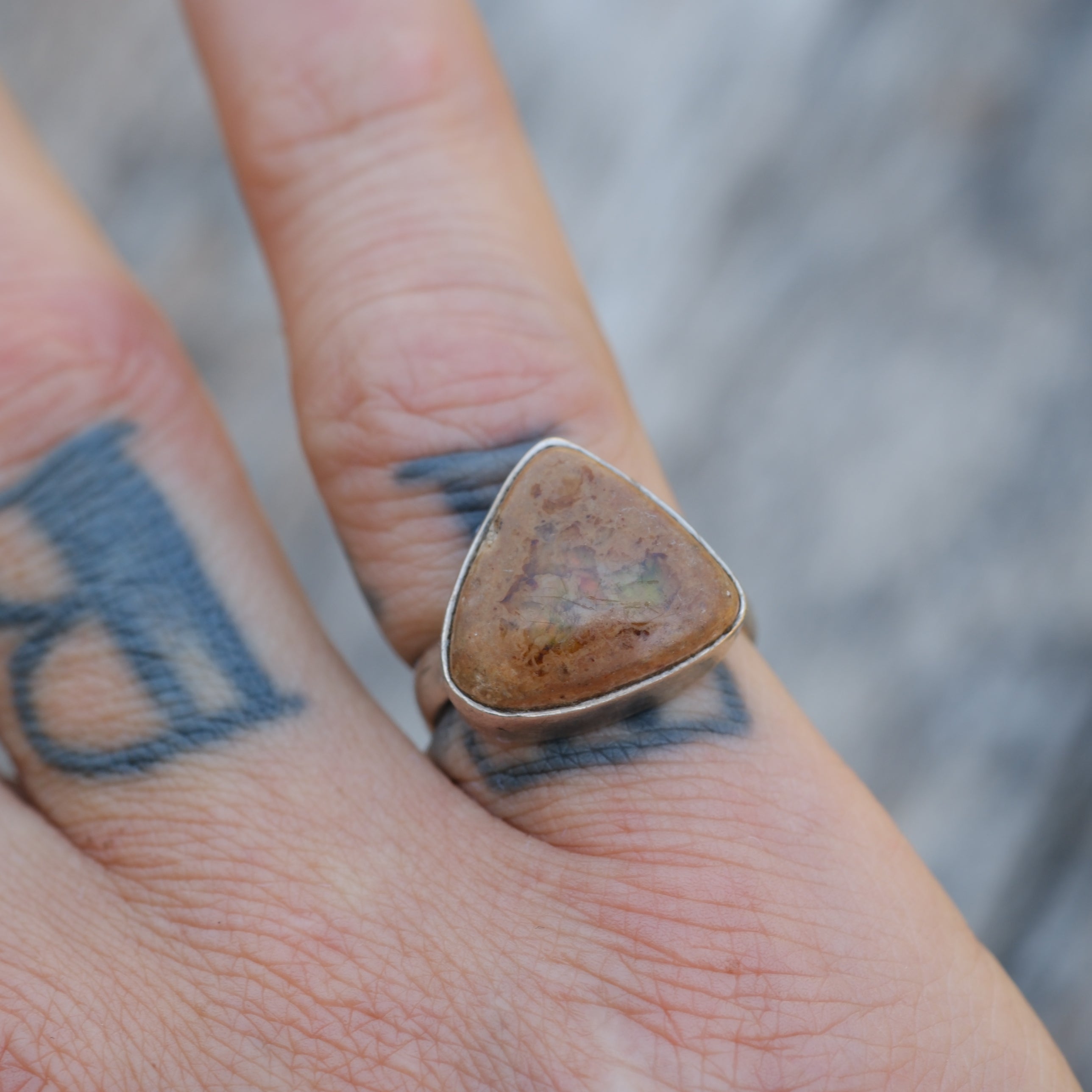 Vintage Sterling Mexican Opal Ring 5.75
