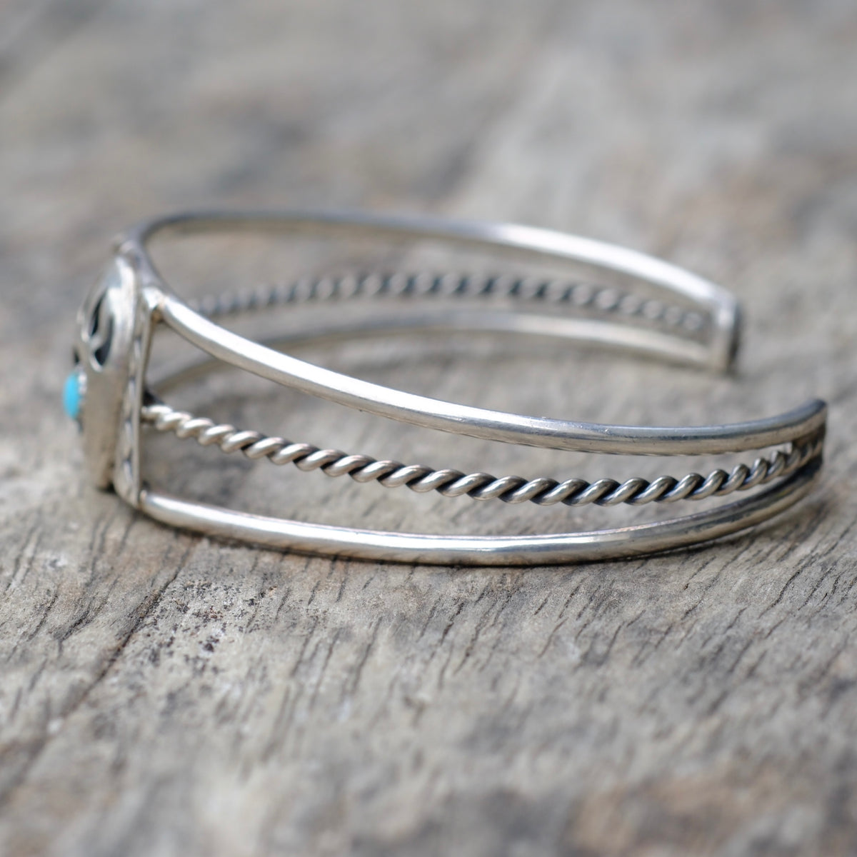 Vintage Sterling Turquoise Bear Paw Cuff Bracelet