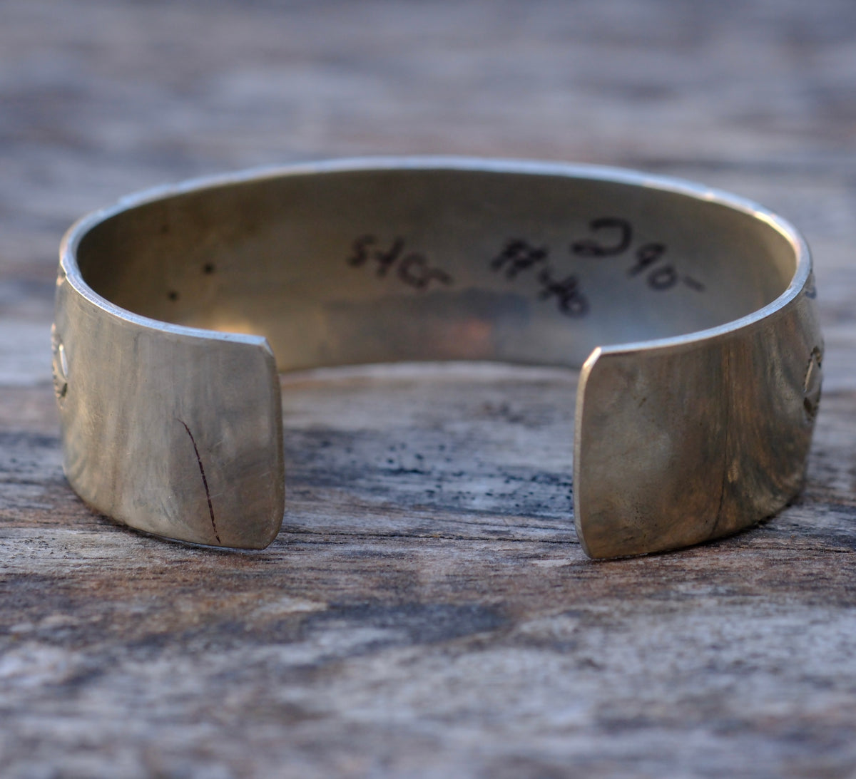 Vintage Sterling Silver Stamped Wide Cuff Bracelet