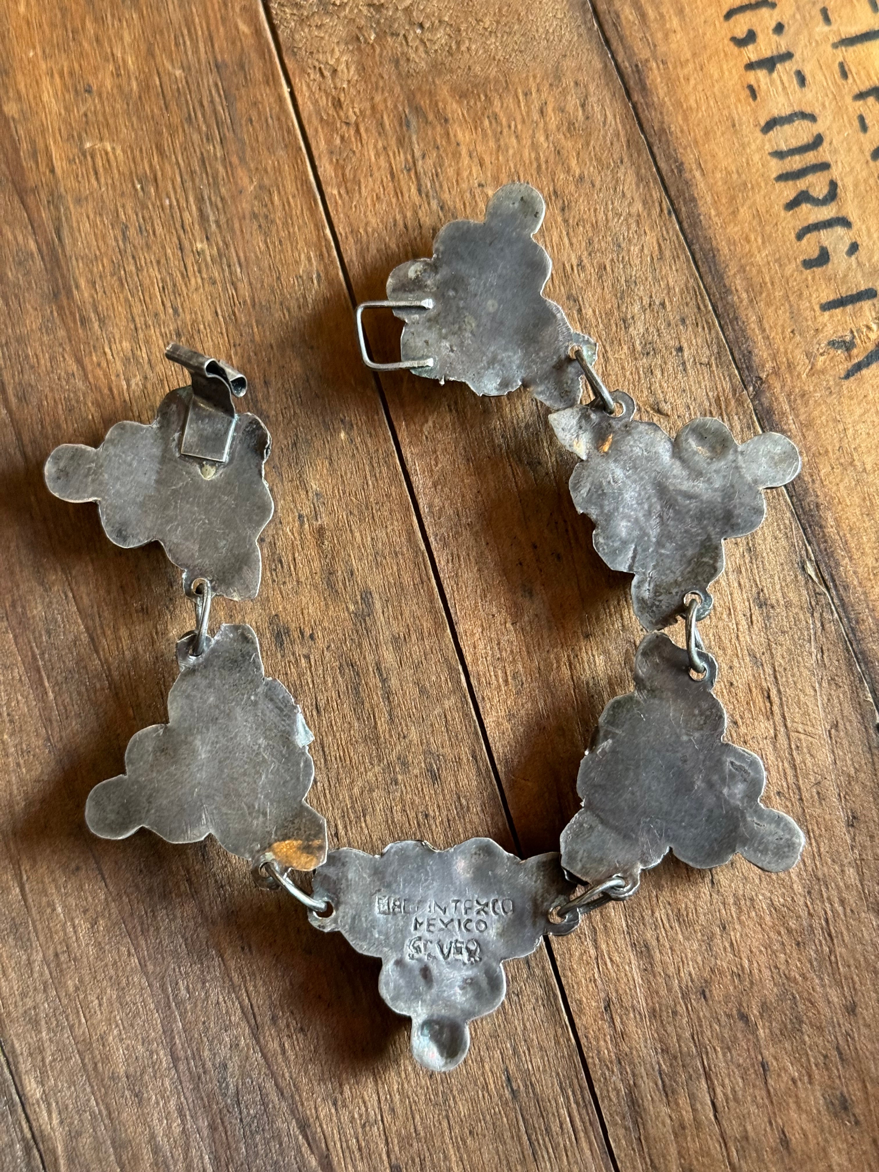 Vintage Sterling Silver Hollow Grape Link Bracelet