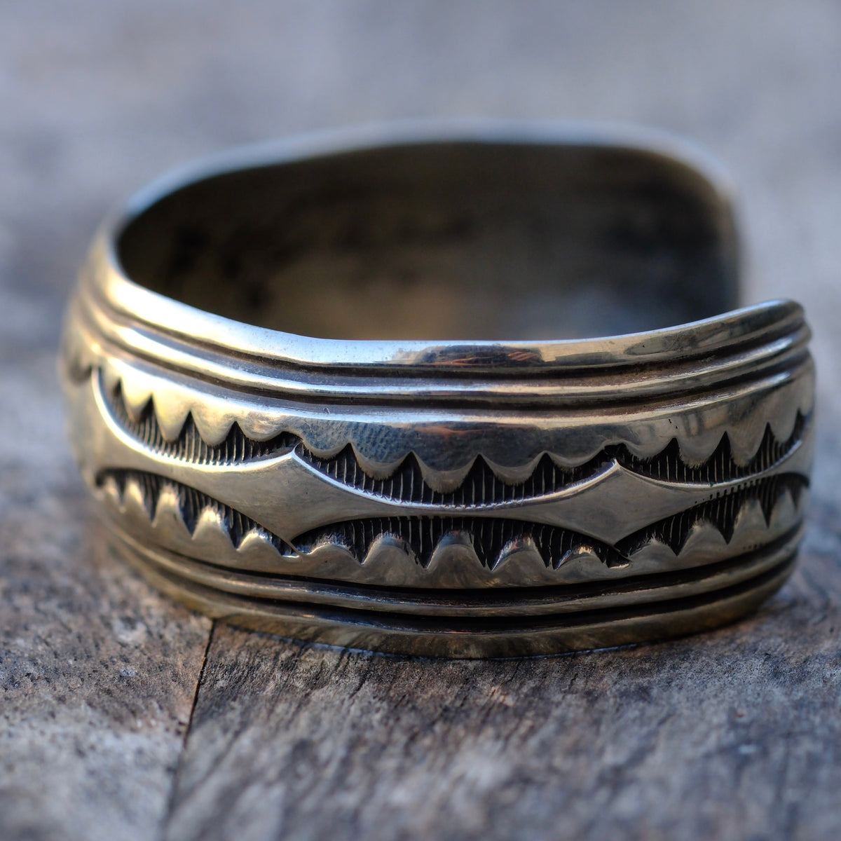Vintage Sterling Stamped Cuff Bracelet