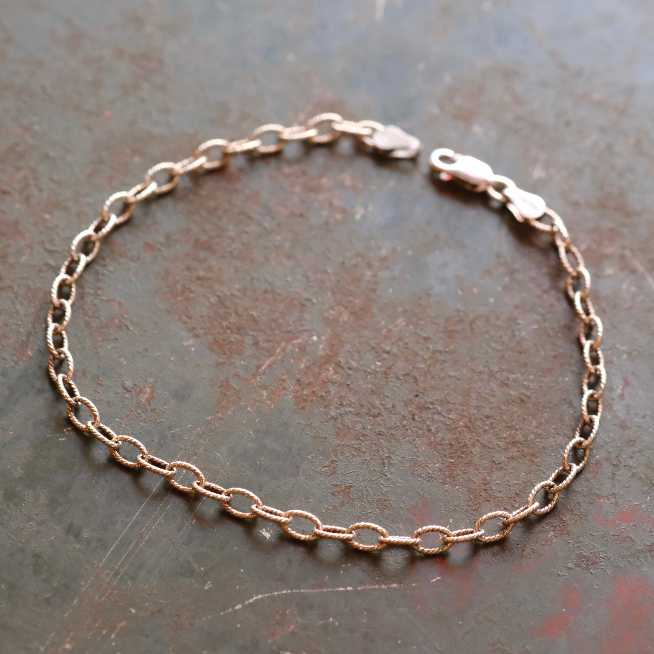 Vintage Sterling Textured Link Chain Bracelet