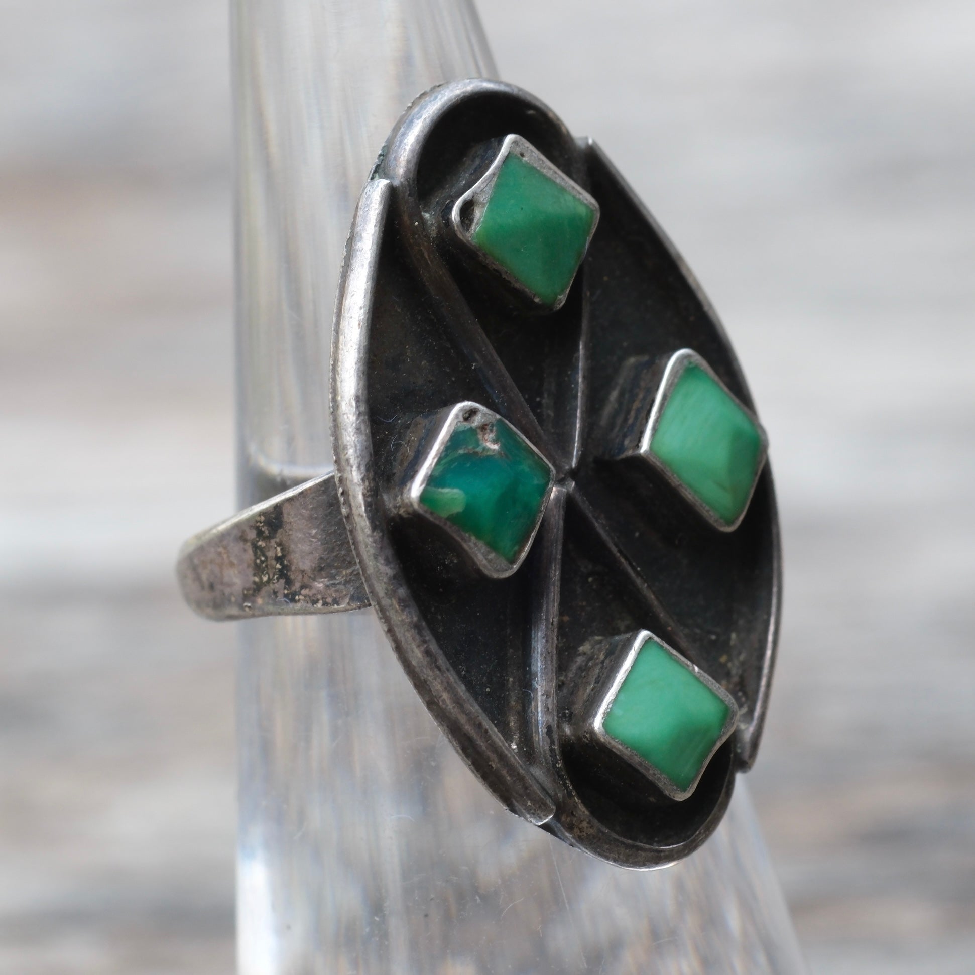 Vintage Sterling 4-Stone Turquoise Ring 3.75