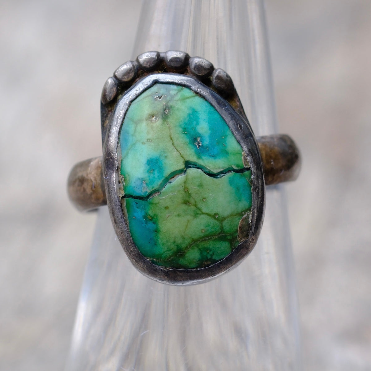 Vintage Sterling Turquoise Ring 4.5