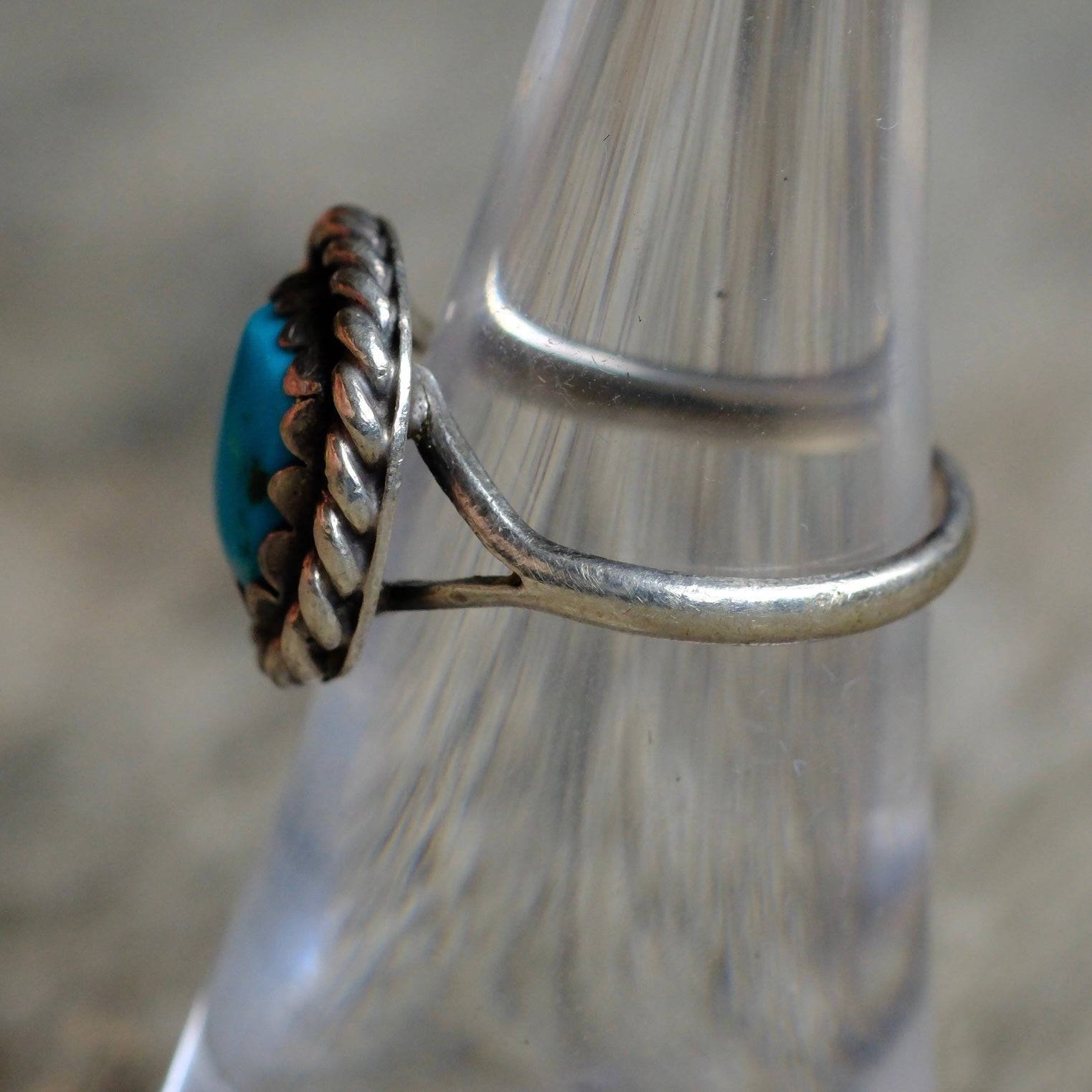 Vintage Sterling Turquoise Roper Ring 5.75