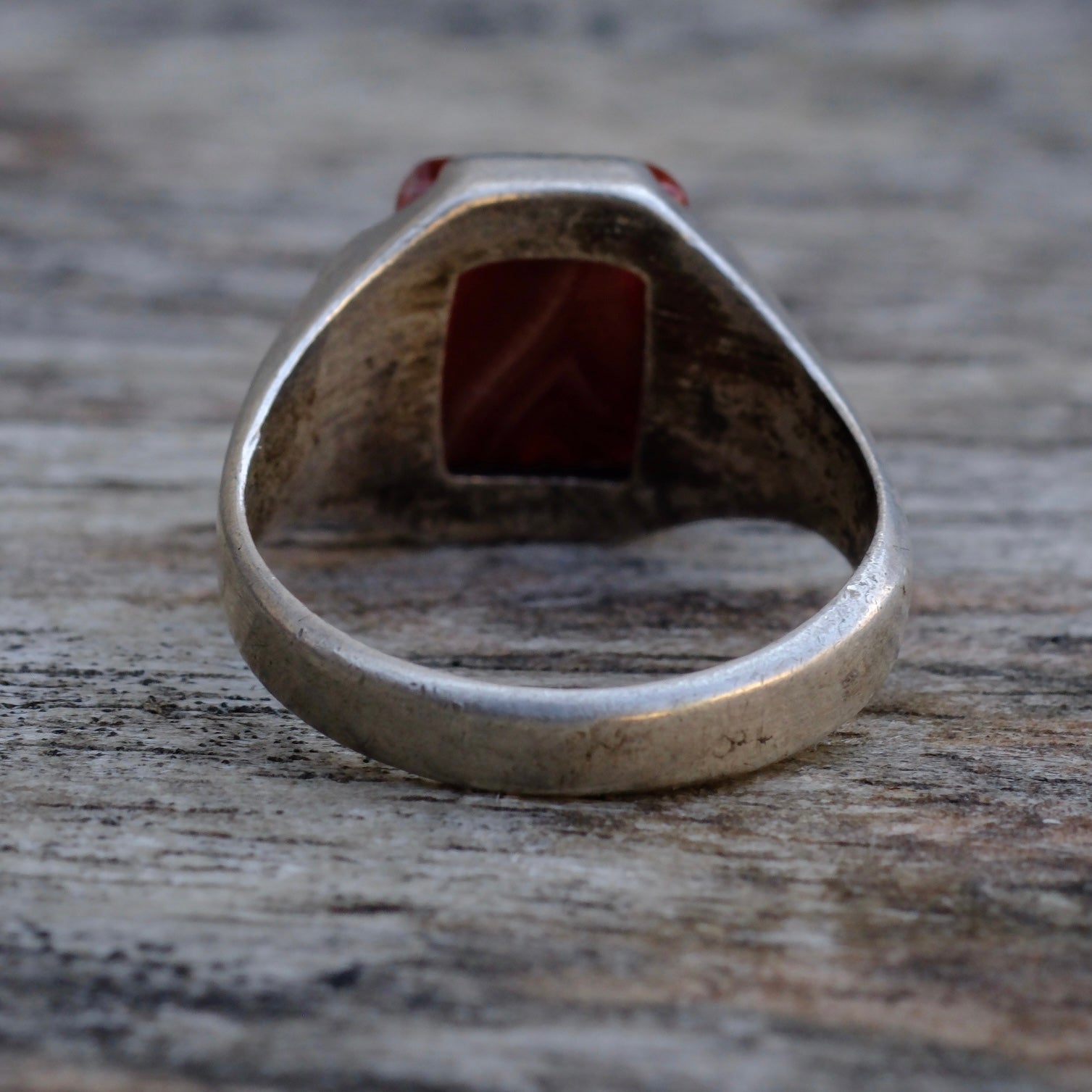 Vintage Sterling Jasper Deco Signet Ring 5.5