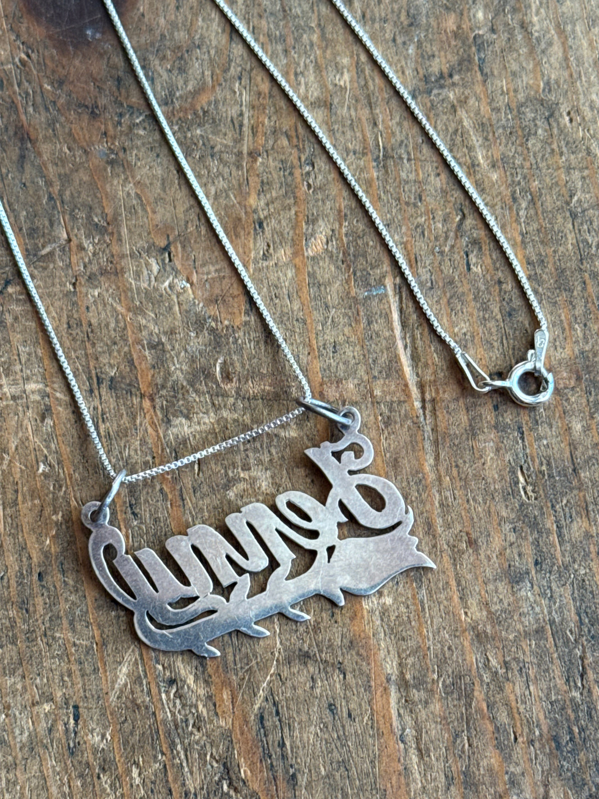 Vintage Sterling Silver ‘Jenny” Nameplate Necklace