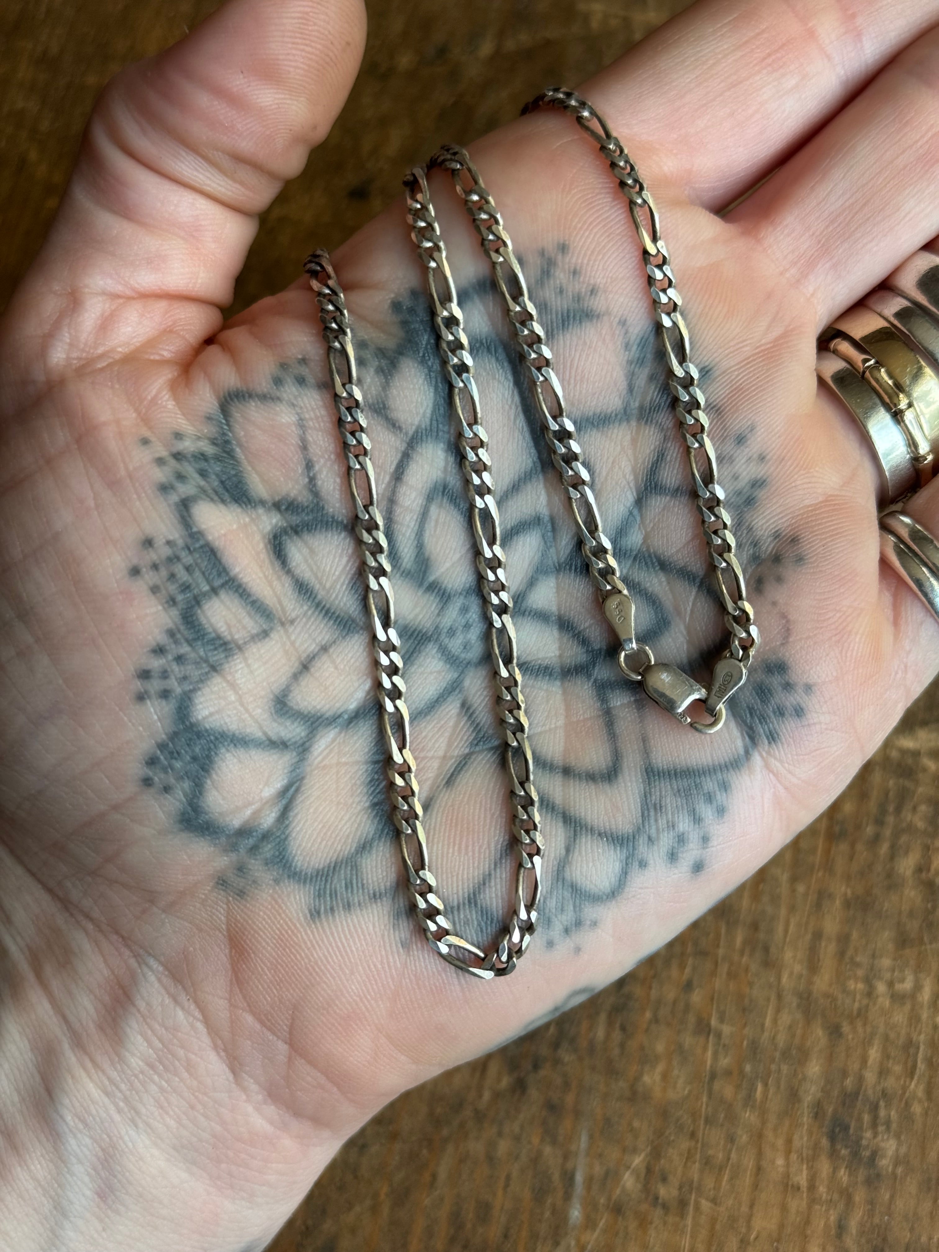Vintage Sterling Silver 16” Figaro Chain
