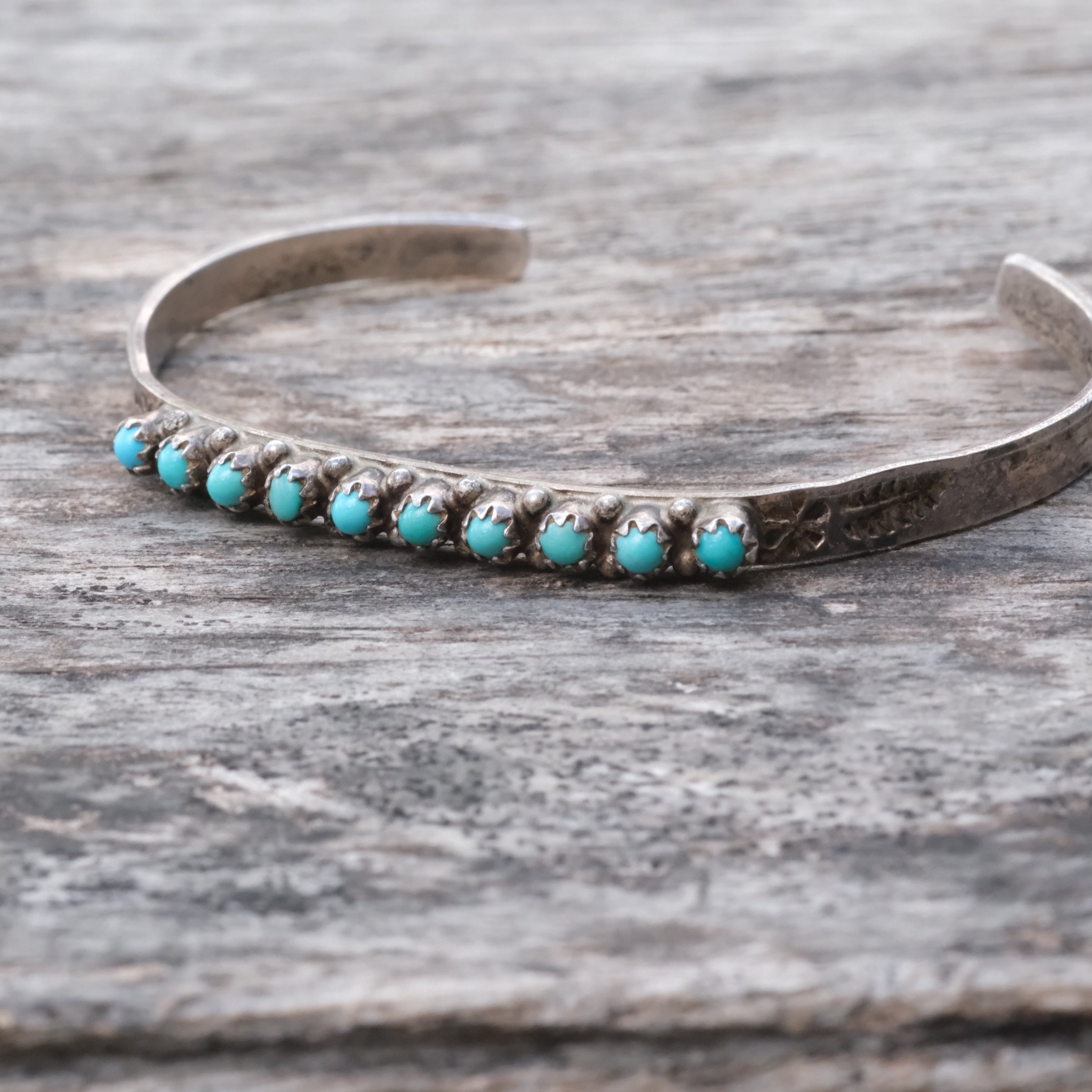 Vintage Sterling Snake Eye Turquoise Cuff Bracelet